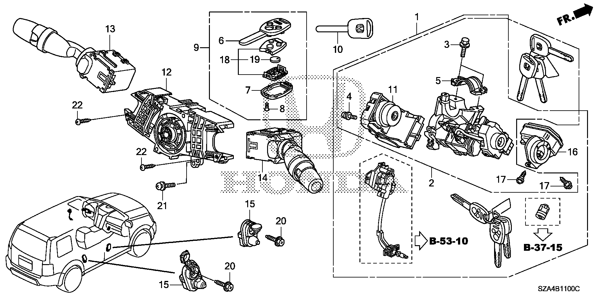 Diagram COMBINATION SWITCH for your Honda Pilot  