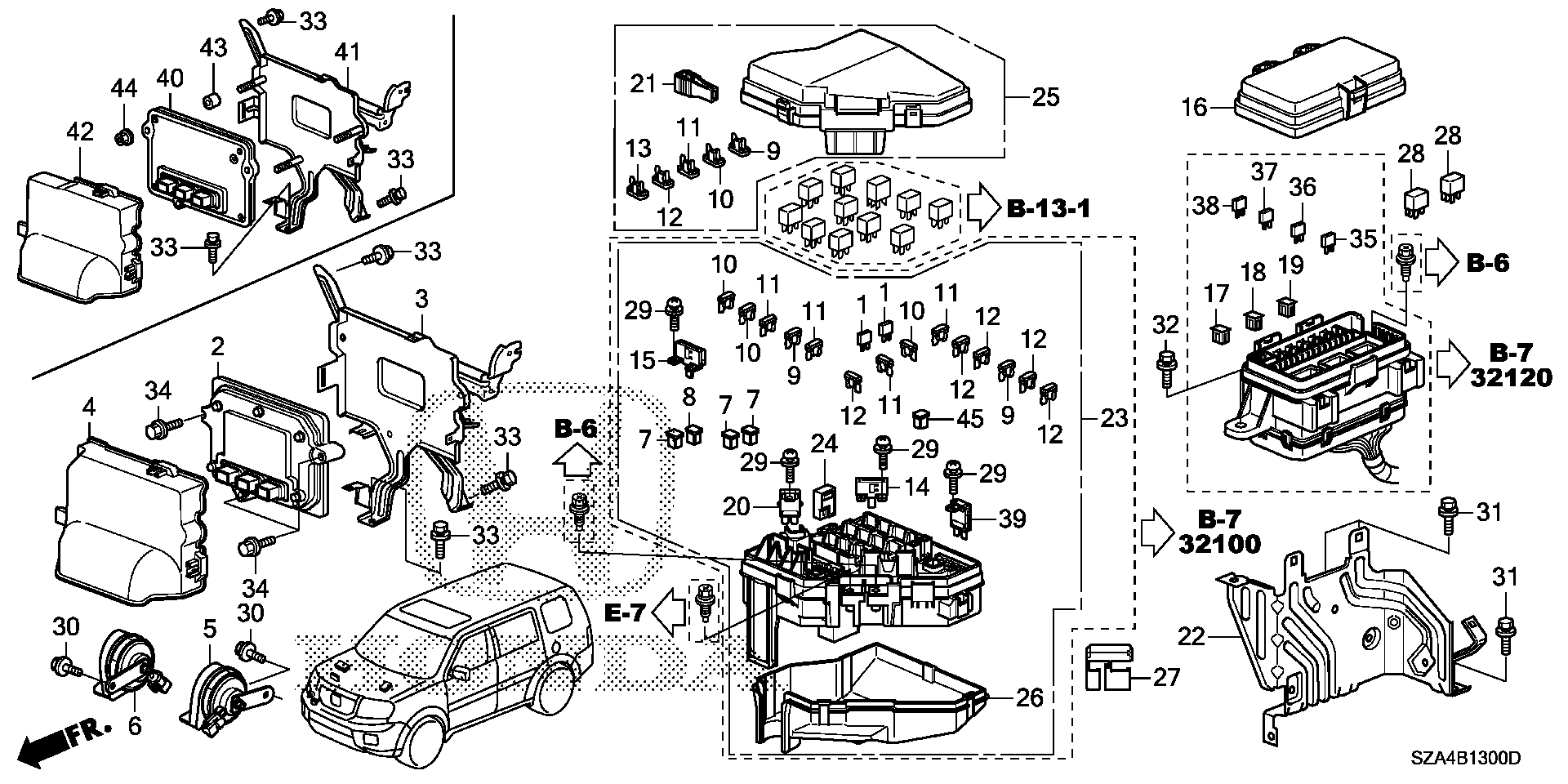 Diagram CONTROL UNIT (ENGINE ROOM) (1) for your Honda