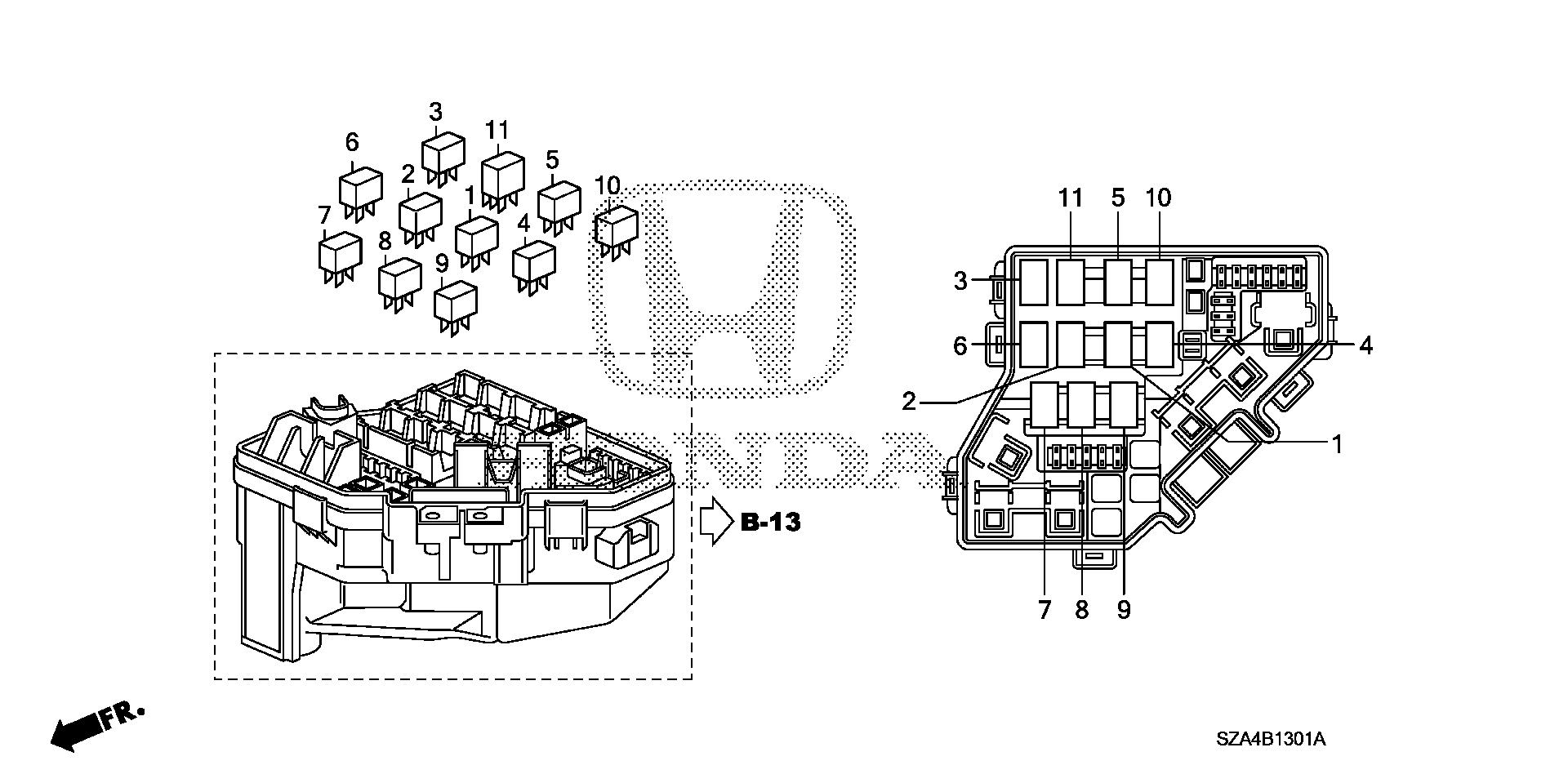 Diagram CONTROL UNIT (ENGINE ROOM) (2) for your Honda