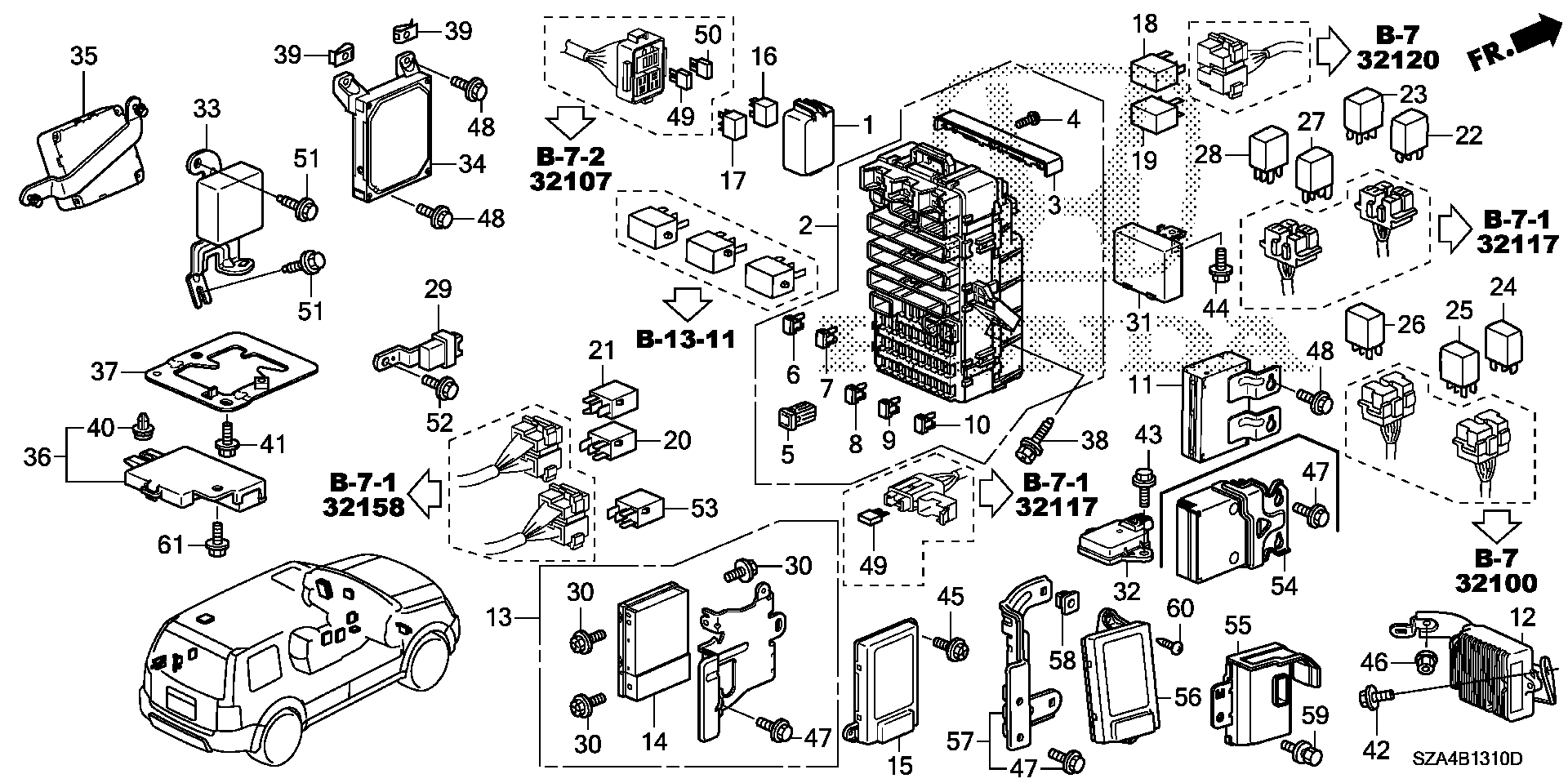 Diagram CONTROL UNIT (CABIN) (1) for your Honda Pilot  