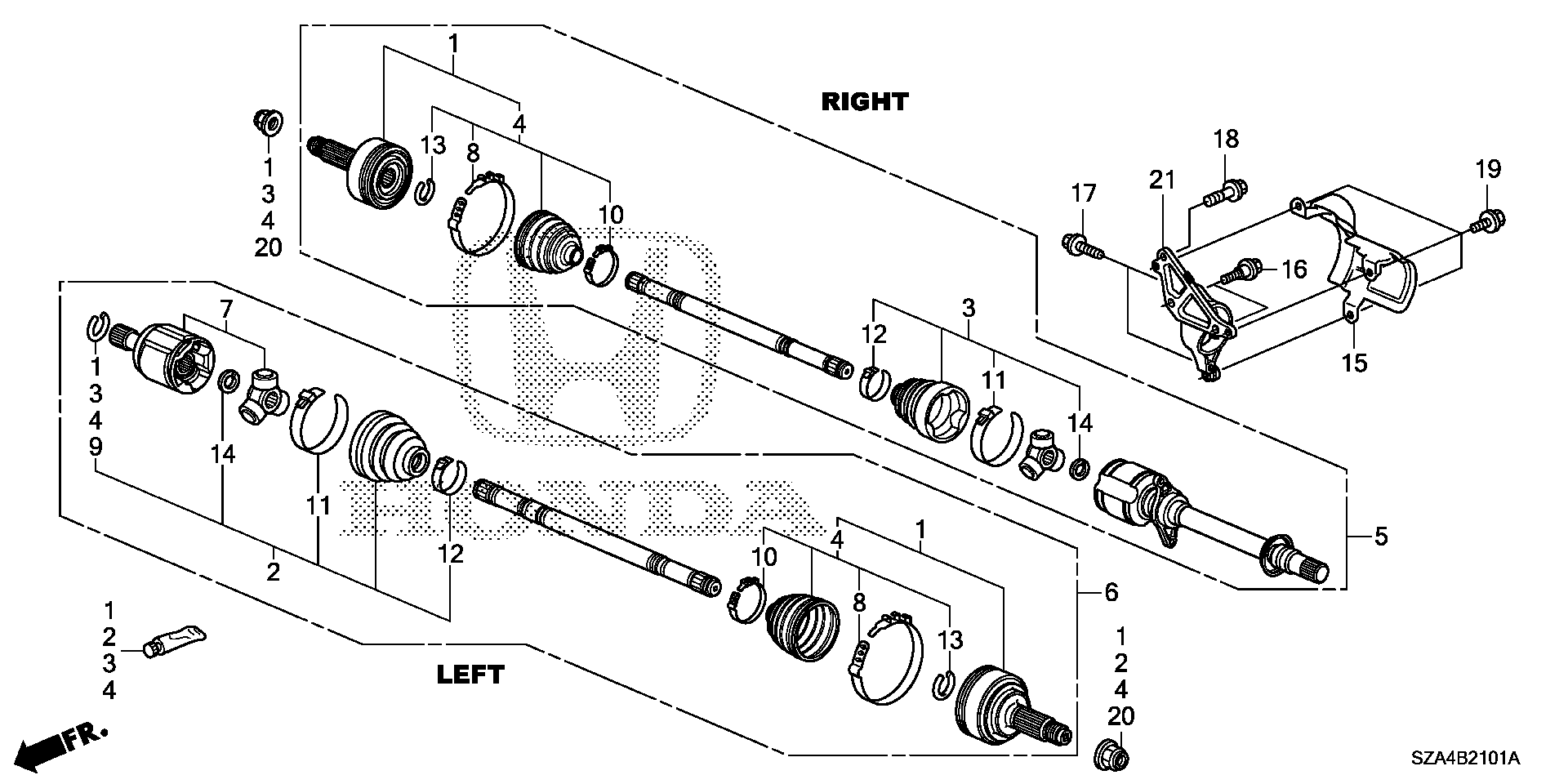 Diagram DRIVESHAFT ('12-) for your 2014 Honda Pilot   