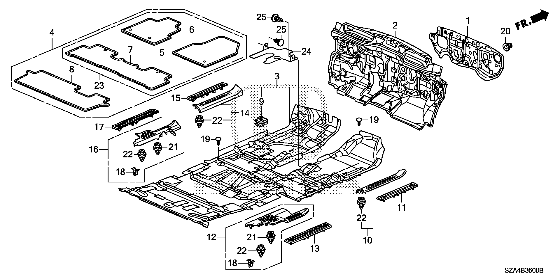 Diagram FLOOR MAT for your Honda Pilot  