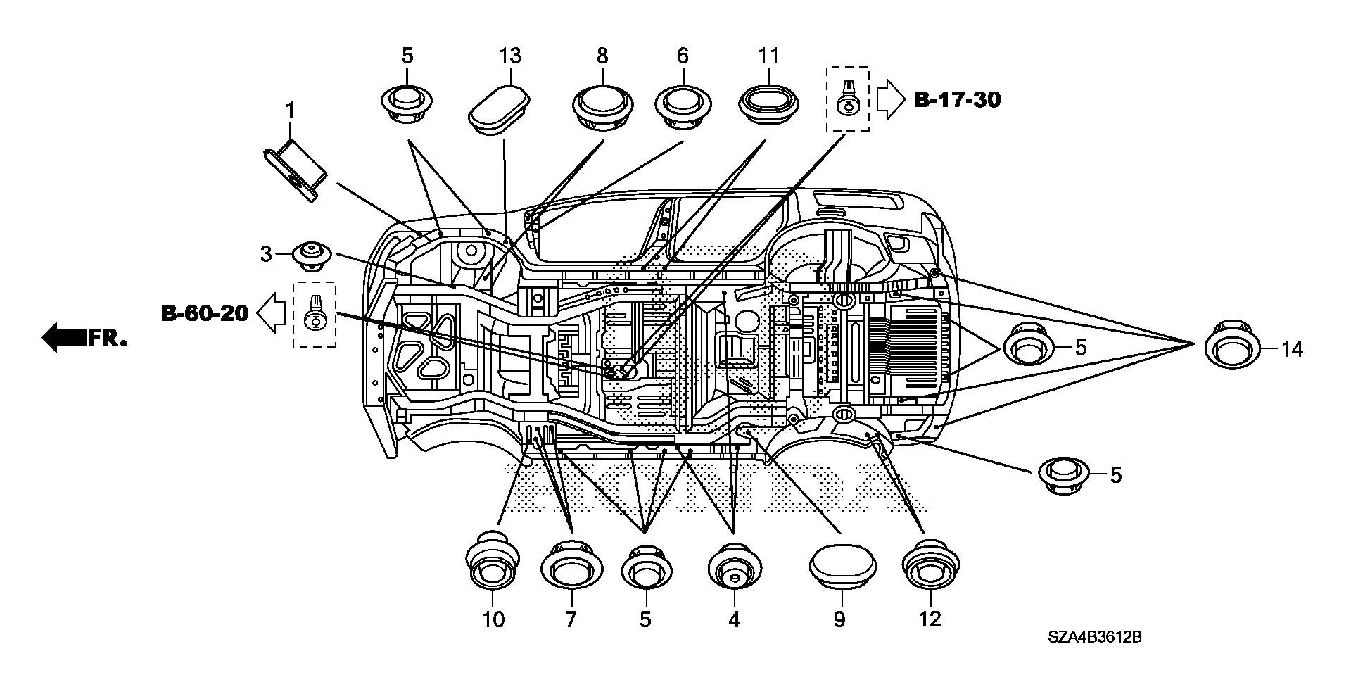 Diagram GROMMET (LOWER) for your 1985 Honda Civic Hatchback   