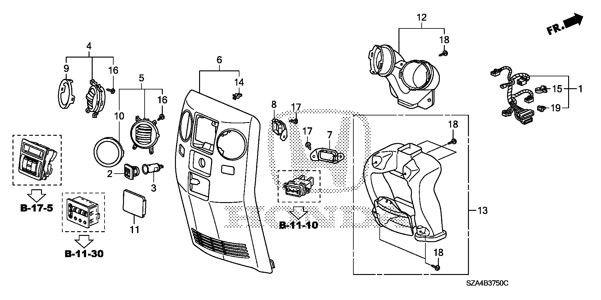 Diagram CENTER CONSOLE (2) for your 2012 Honda Pilot   