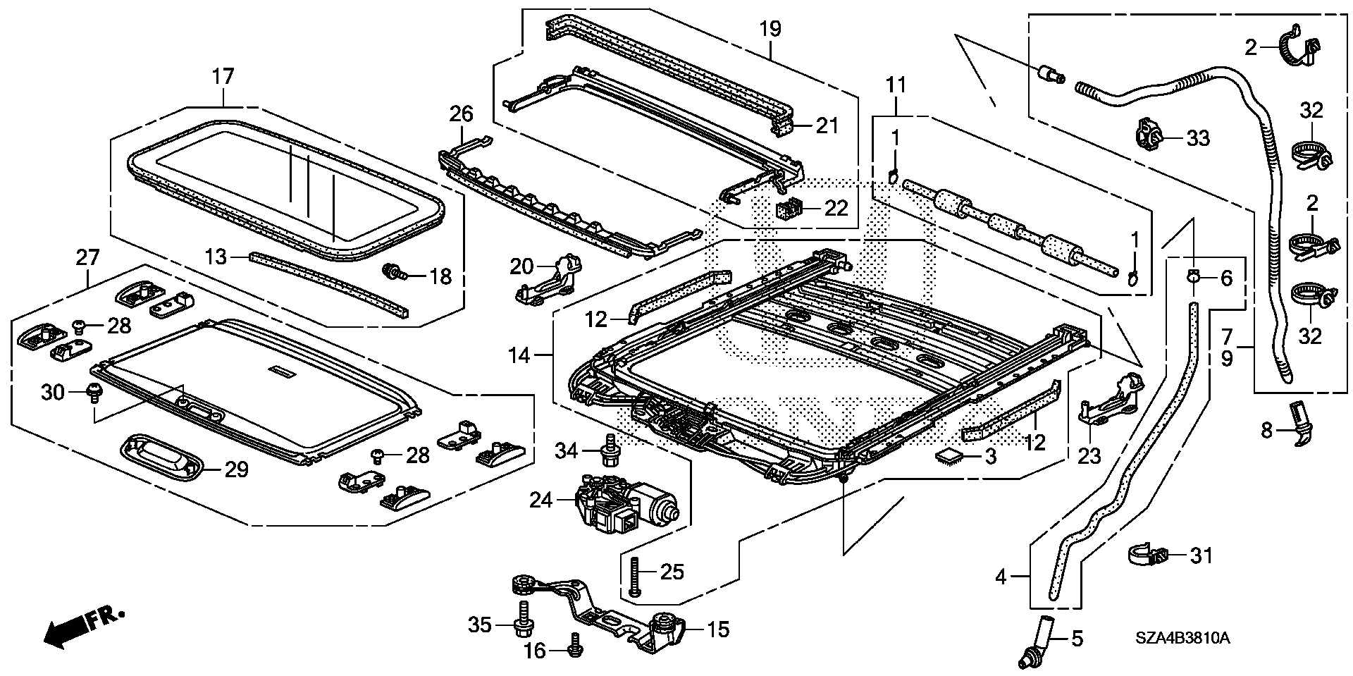 Diagram SLIDING ROOF for your 1984 Honda Civic Hatchback   