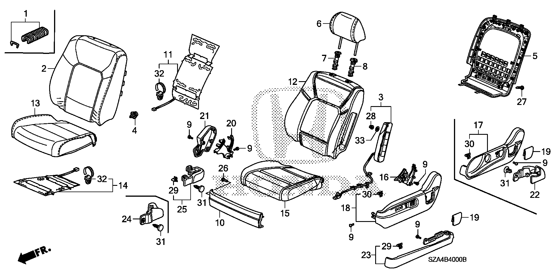 Diagram FRONT SEAT (L.) for your Honda