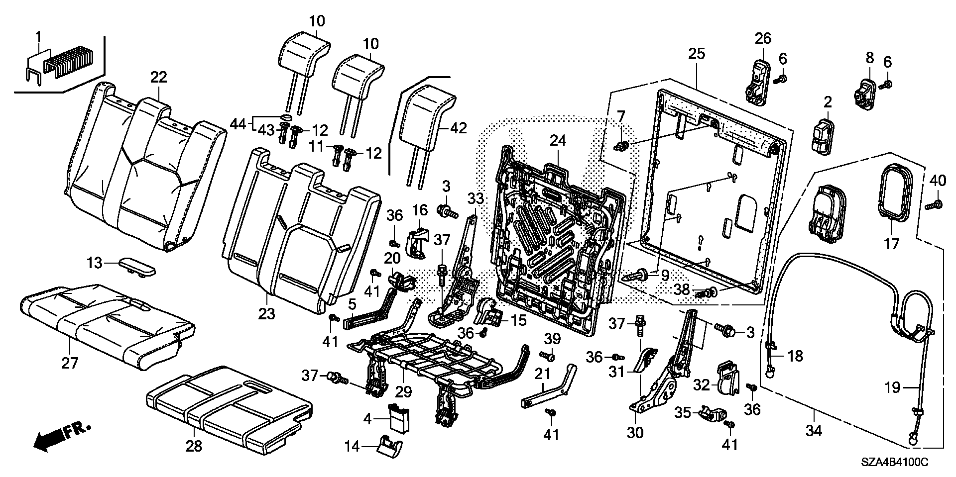 Diagram REAR SEAT (L.) for your 2012 Honda Pilot   