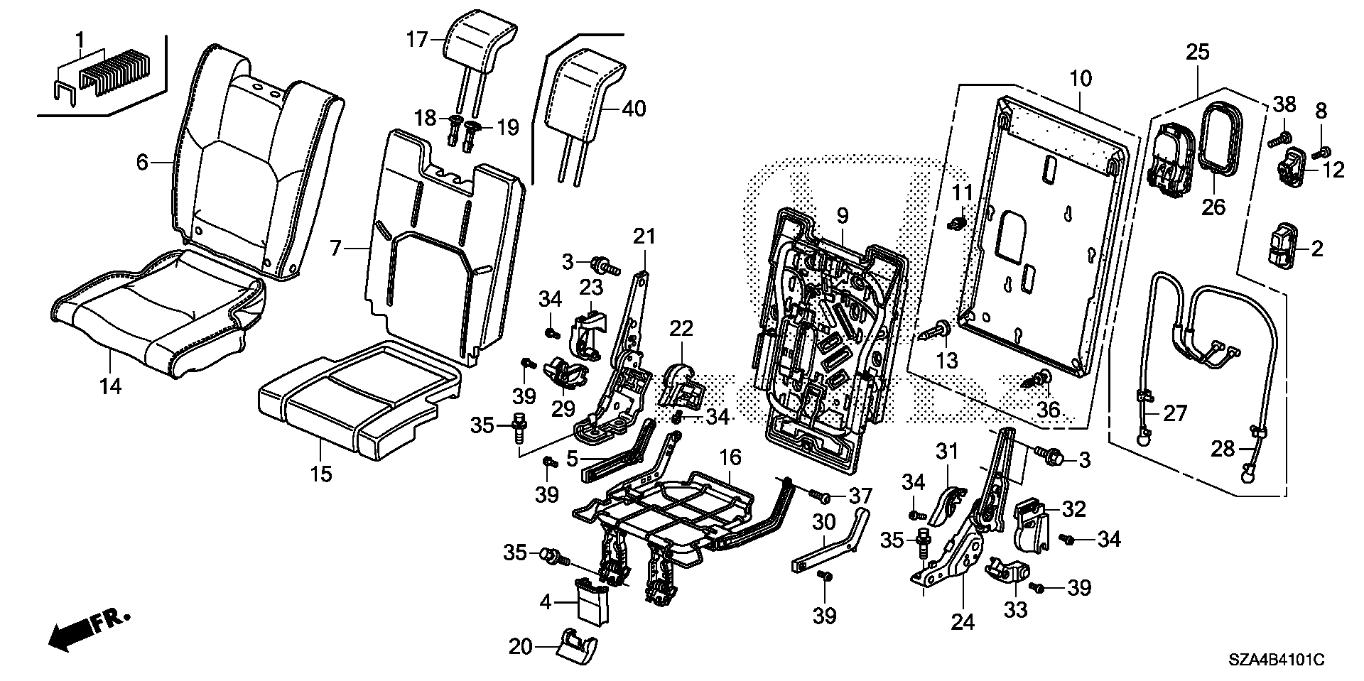 Diagram REAR SEAT (R.) for your 2012 Honda Pilot   