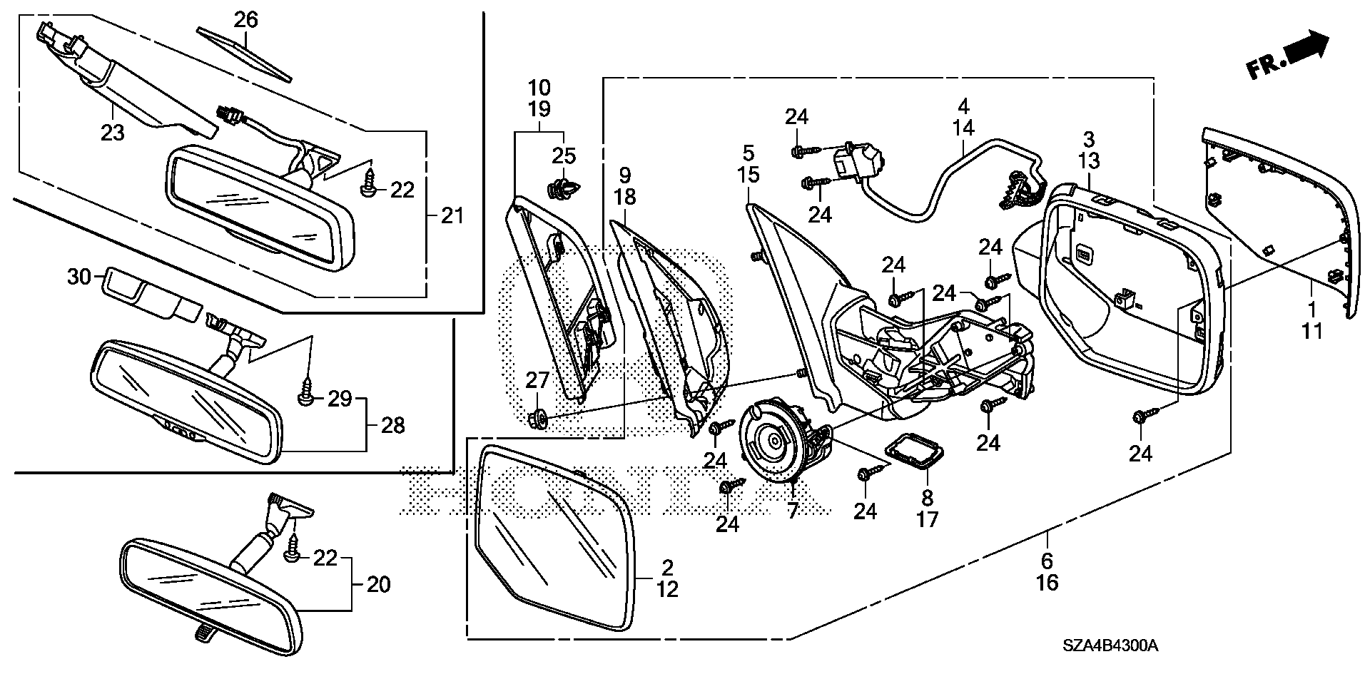 Diagram MIRROR for your 1975 Honda Civic Hatchback   