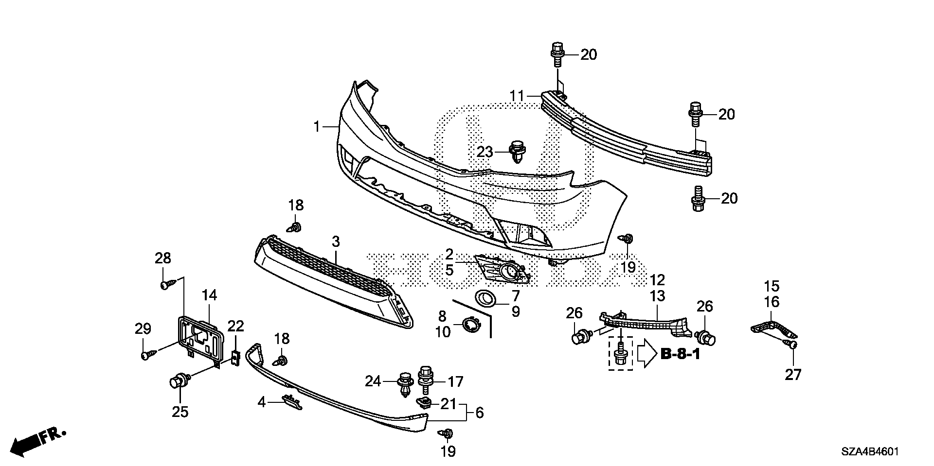 Diagram FRONT BUMPER ('12-) for your 1980 Honda Civic Hatchback   