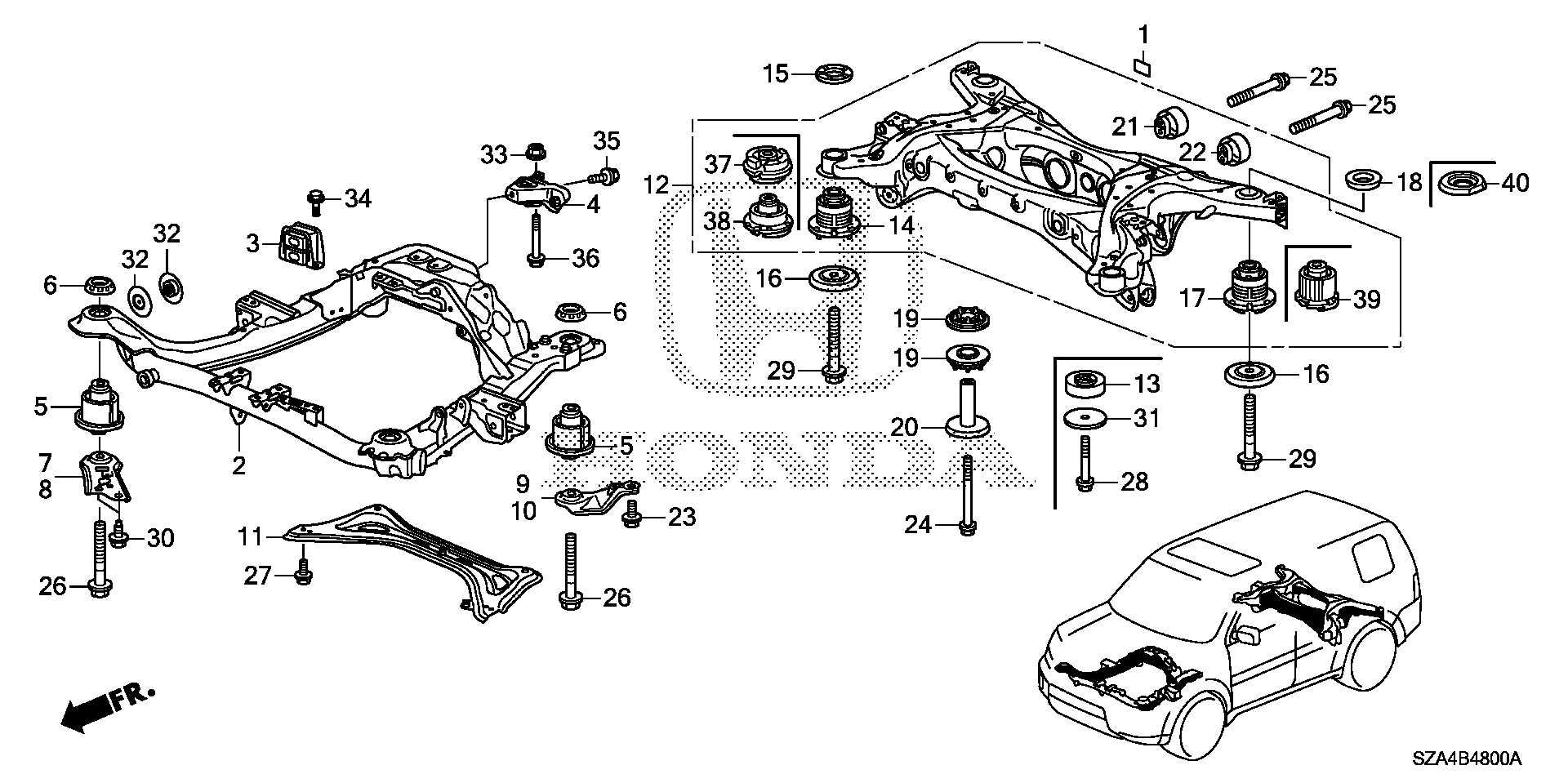 Diagram FRONT SUB FRAME@REAR BEAM for your 1981 Honda Civic Hatchback   