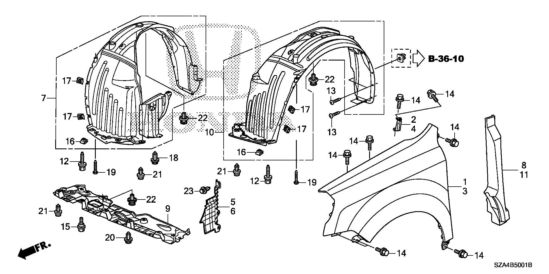 Diagram FRONT FENDERS ('12-) for your Honda Pilot  