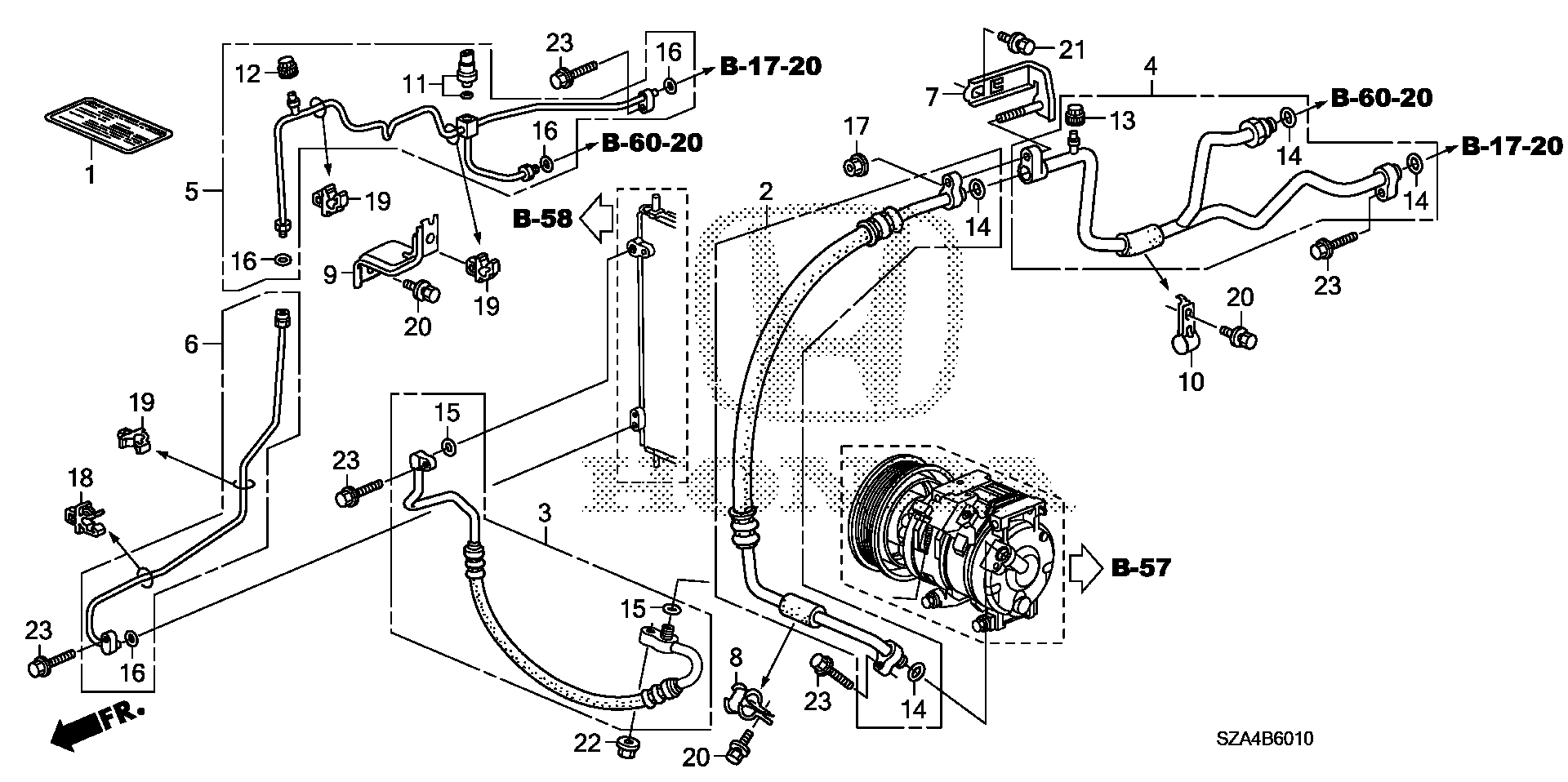 Diagram AIR CONDITIONER (HOSES@PIPES) for your 2002 Honda Civic Hatchback   