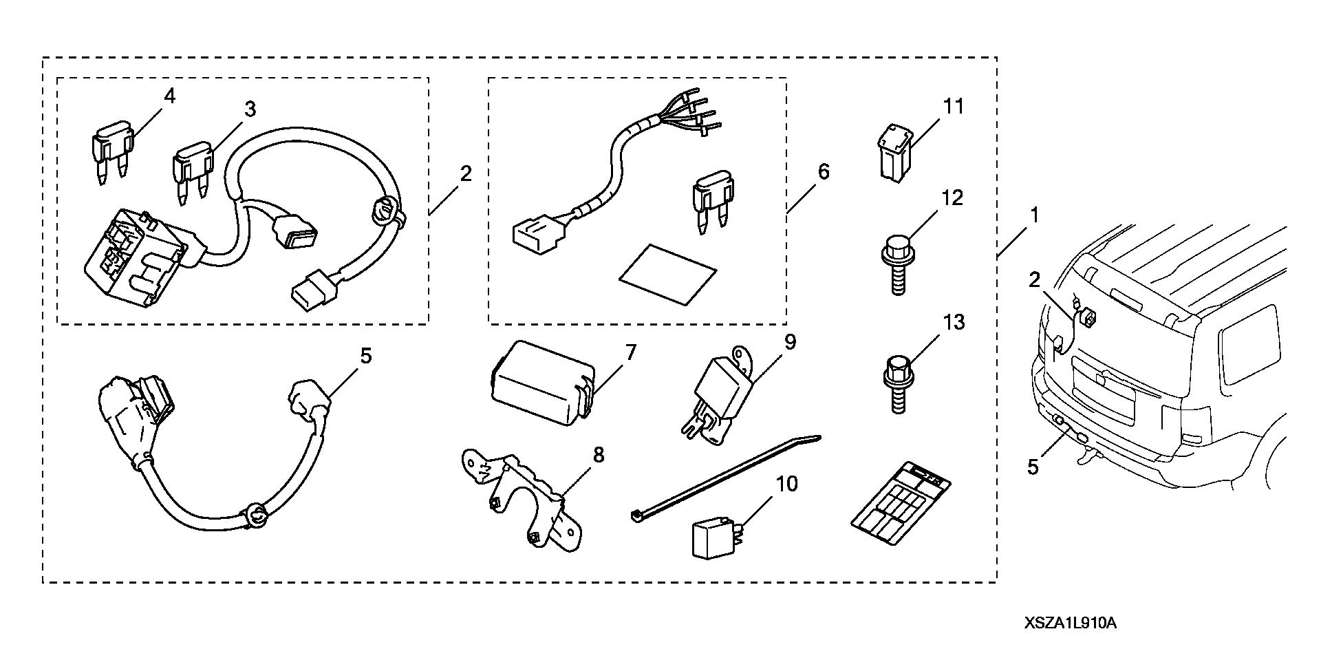 Diagram TRAILER HITCH HARNESS (2) for your 2022 Honda Odyssey 3.5L i-VTEC V6 AT TOUR 