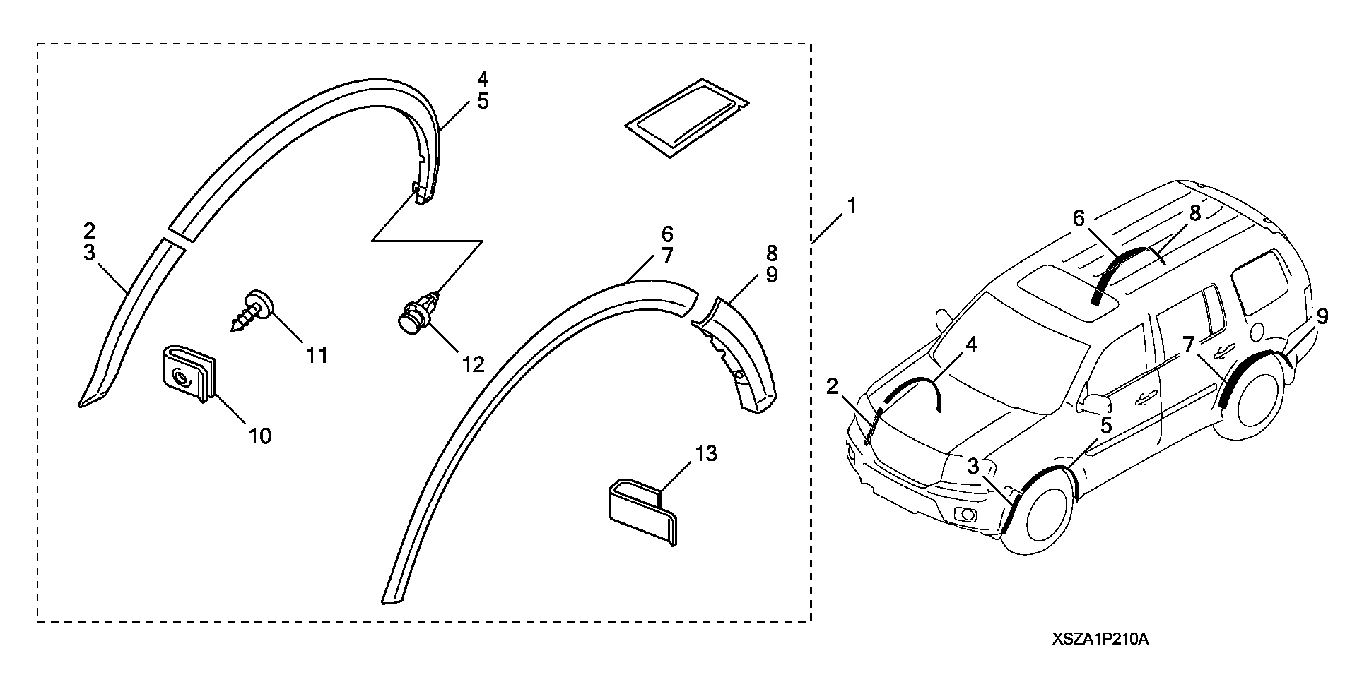 Diagram FENDERWELL TRIM for your Honda