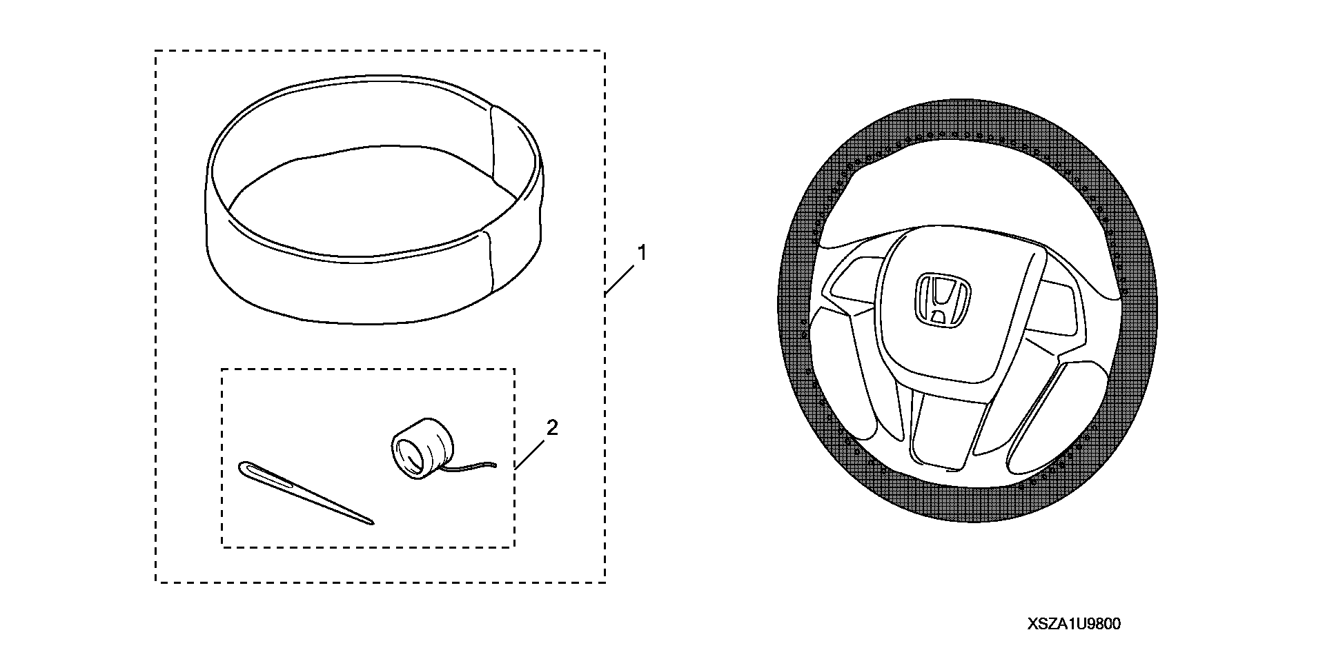 Diagram STEERING WHEEL COVER (LEATHER) for your Honda