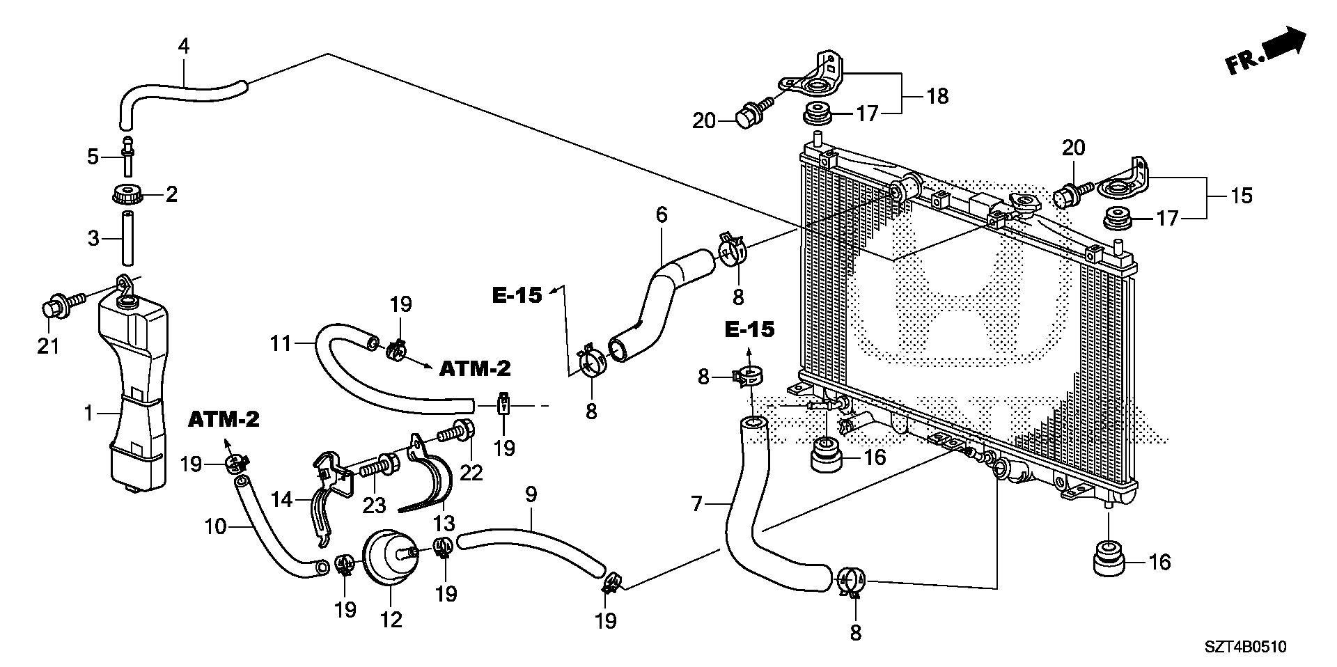 Diagram RADIATOR HOSE@RESERVE TANK for your Honda