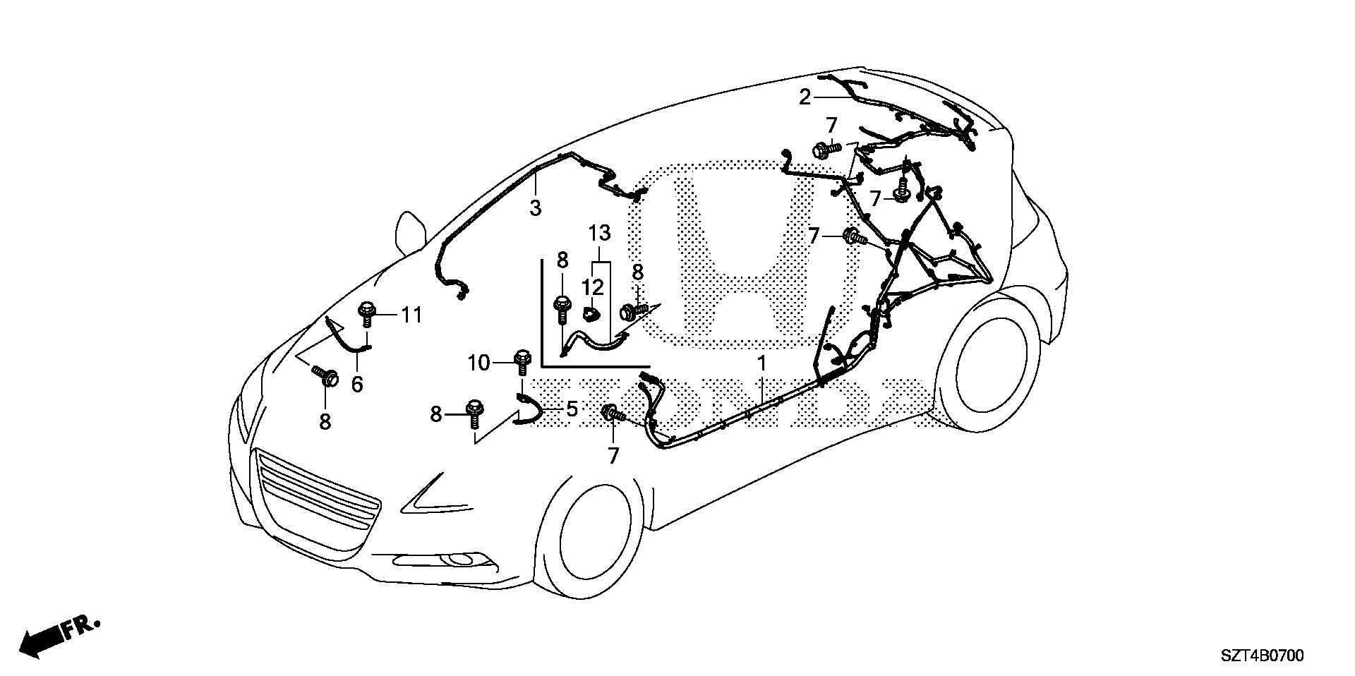 Diagram WIRE HARNESS (1) for your 2012 Honda CR-Z HYBRID MT Base 