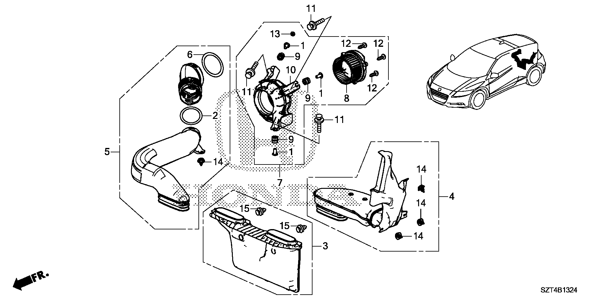 Diagram IMA IPU COOLING UNIT for your Honda Del Sol  