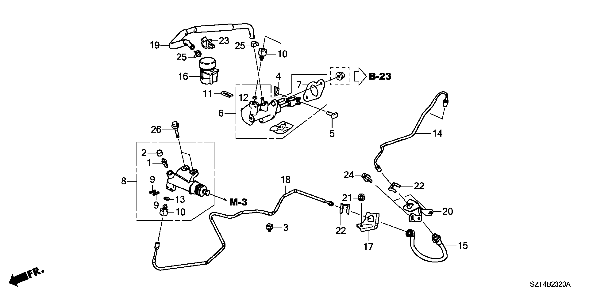 Diagram CLUTCH MASTER CYLINDER for your 2012 Honda CR-Z HYBRID MT EX 