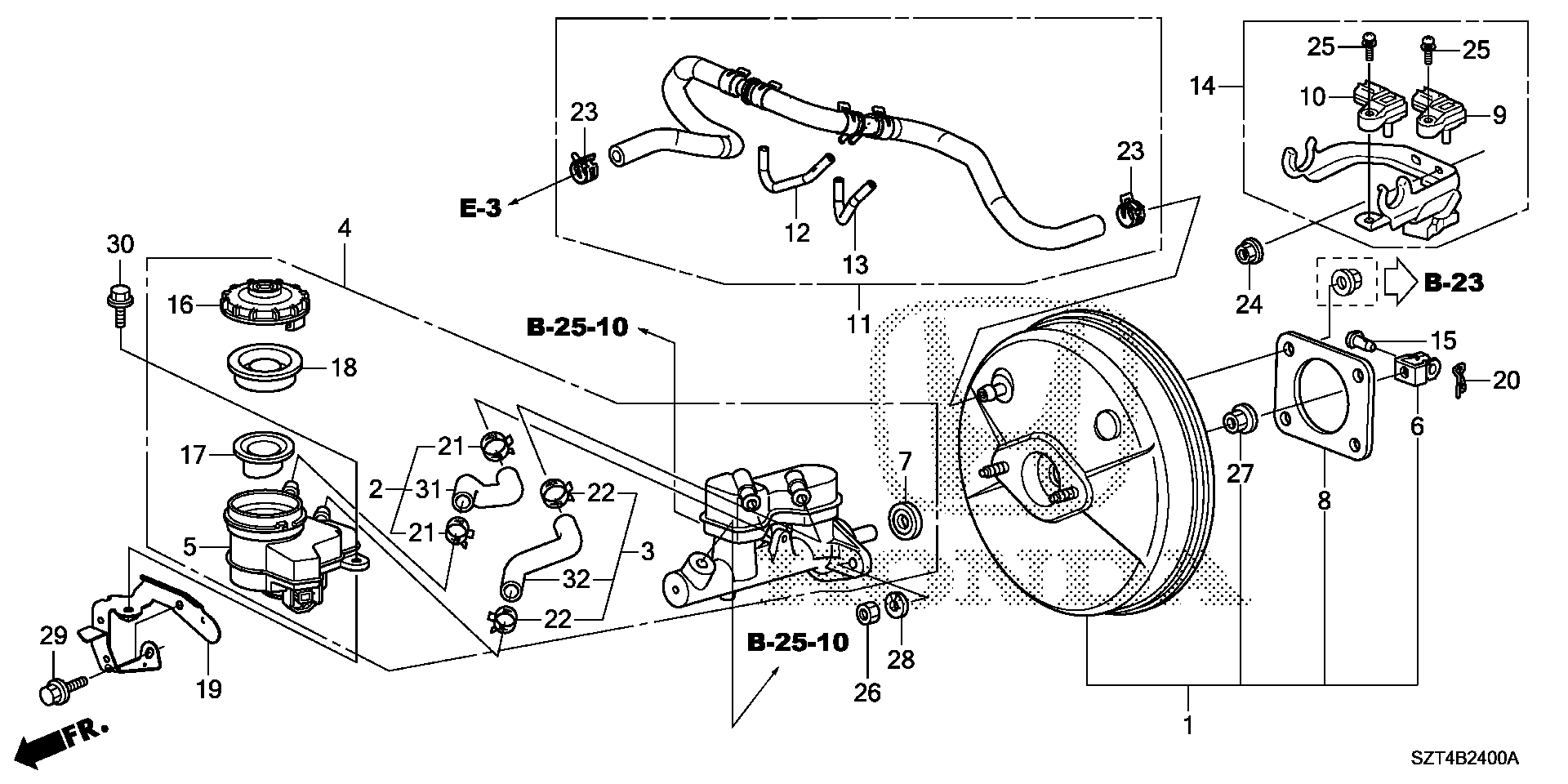 Diagram BRAKE MASTER CYLINDER @MASTER POWER for your 2012 Honda CR-Z HYBRID MT Base 