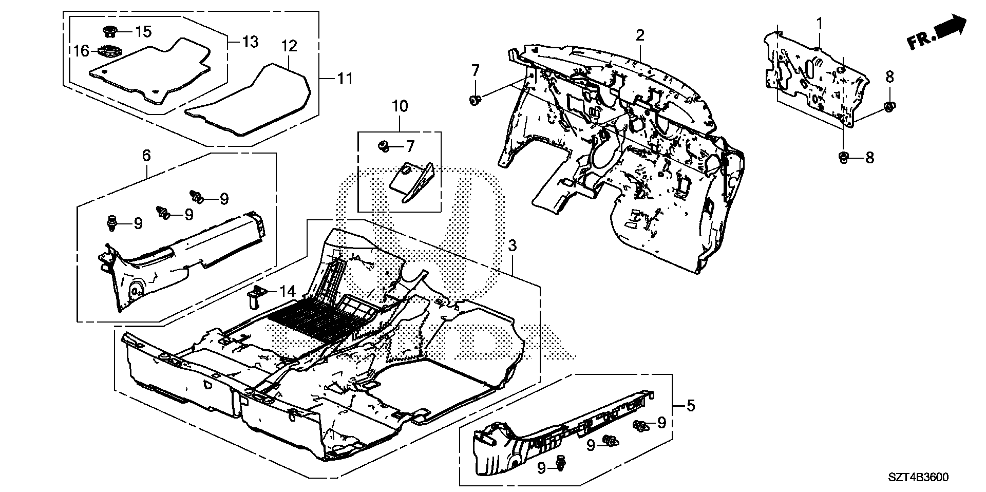 Diagram FLOOR MAT for your 2012 Honda CR-Z HYBRID MT Base 