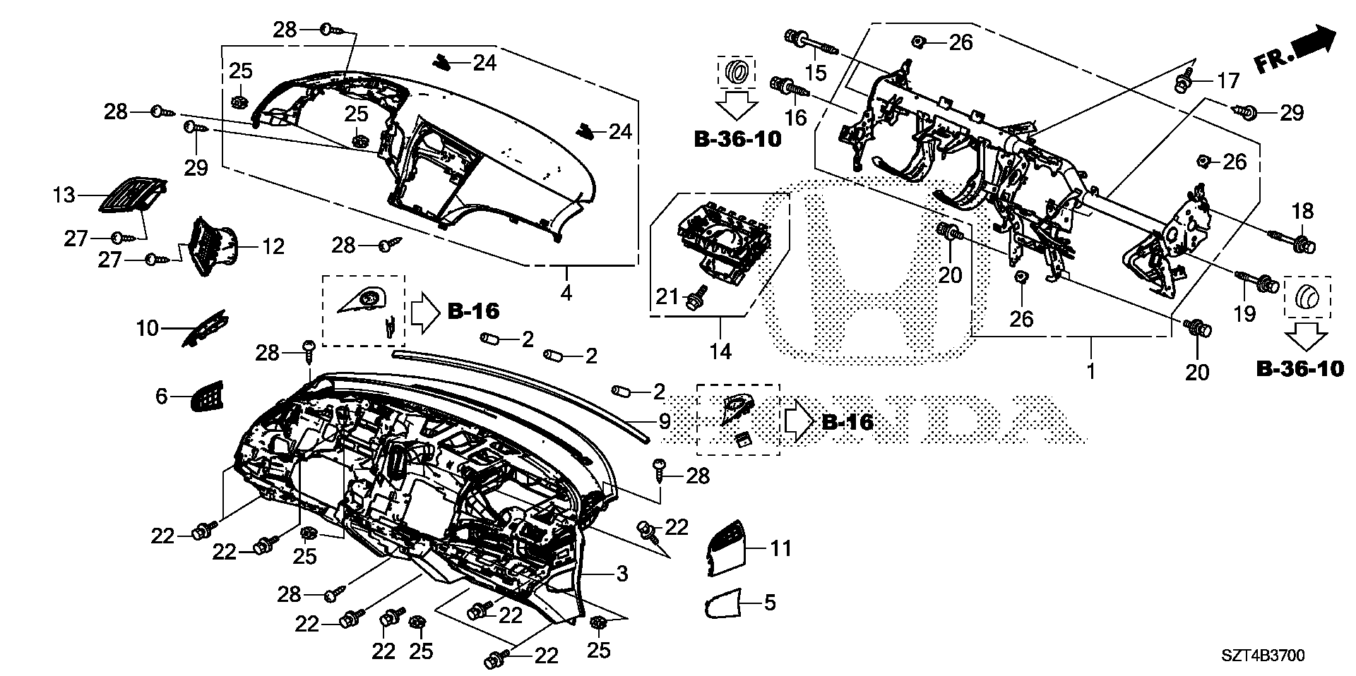 Diagram INSTRUMENT PANEL for your Honda