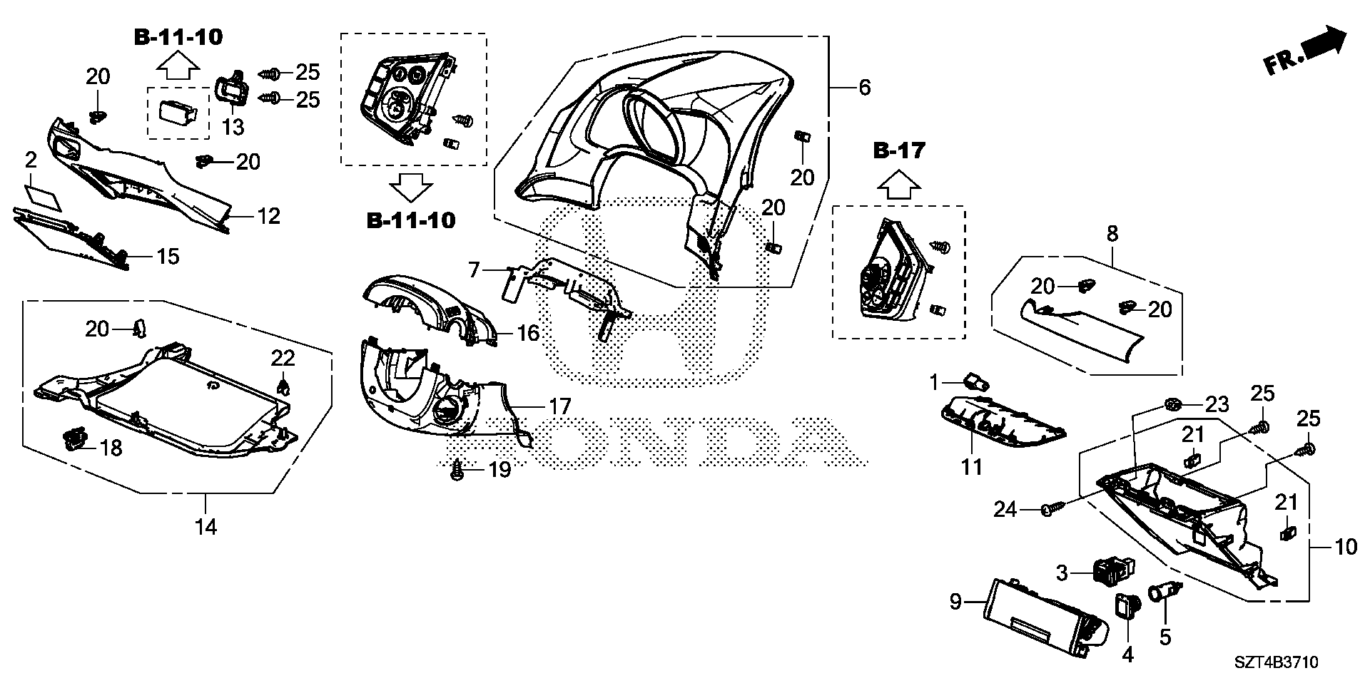 Diagram INSTRUMENT PANEL GARNISH (DRIVER SIDE) for your 2012 Honda CR-Z HYBRID MT EX 