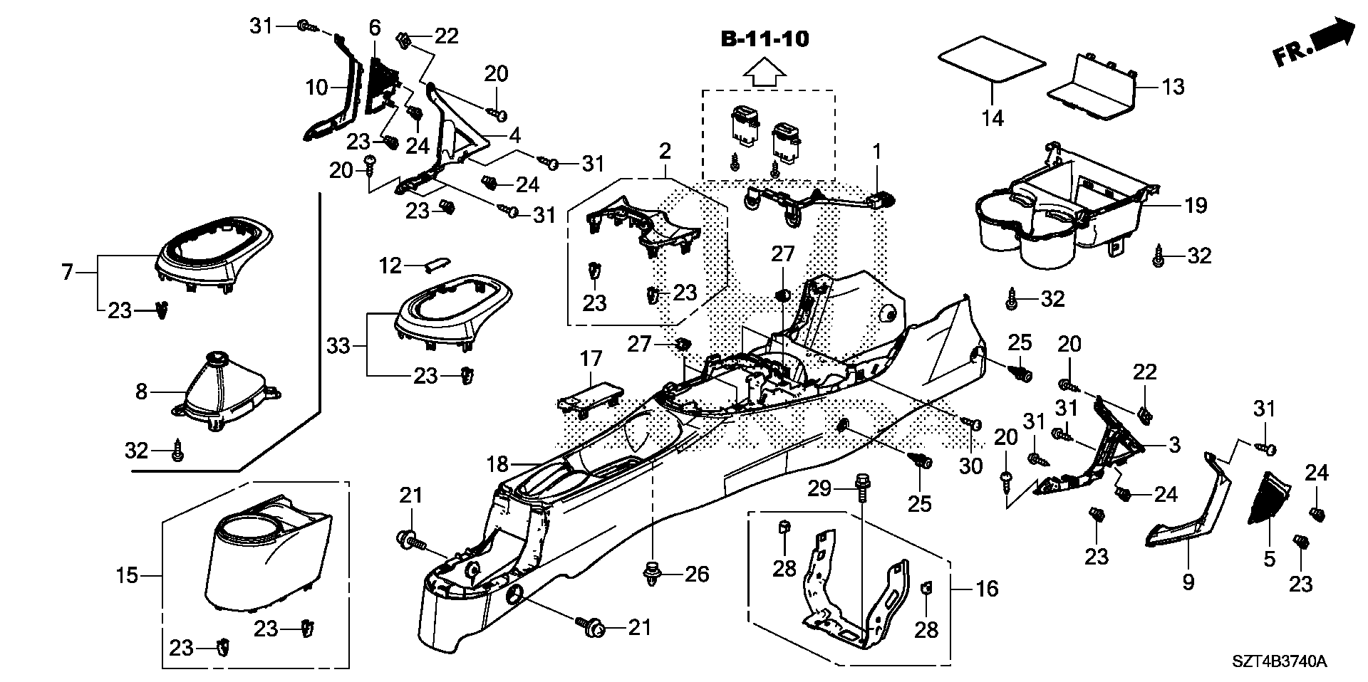 Diagram CONSOLE for your 1992 Honda Accord Coupe 2.2L AT DX 