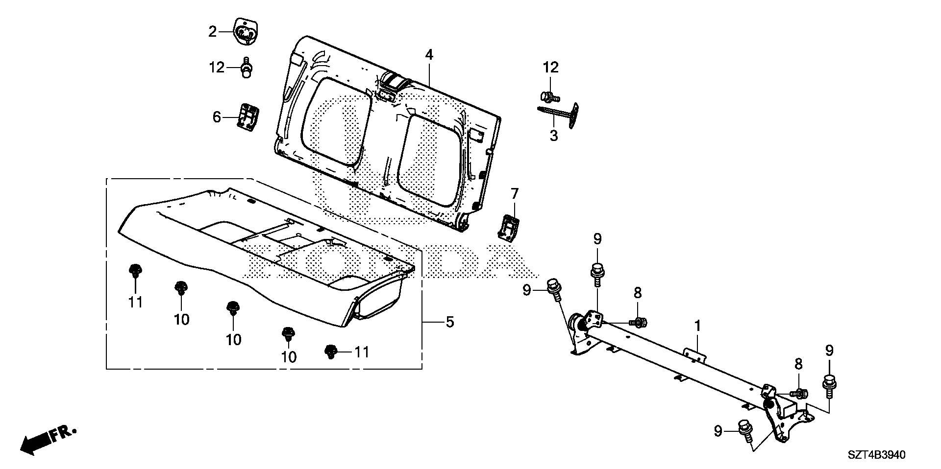 Diagram REAR BULKHEAD COVER@REAR UNDER TRAY for your 2012 Honda CR-Z HYBRID MT Base 