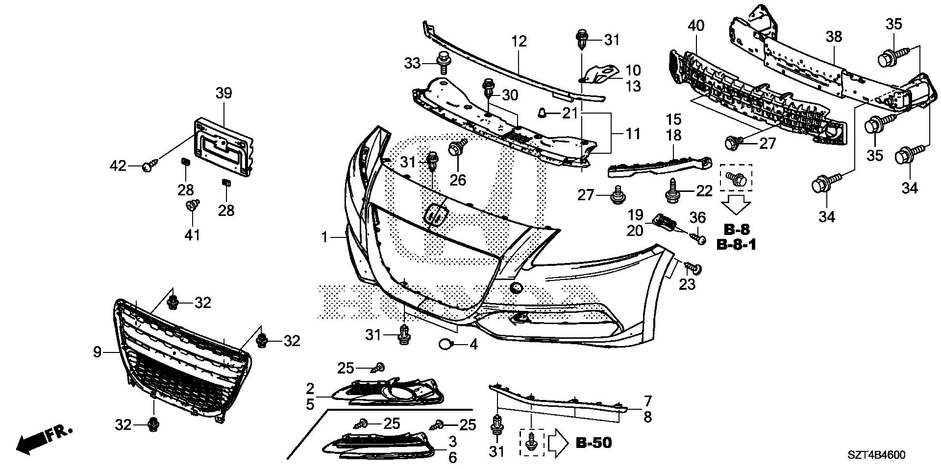 Diagram FRONT BUMPER for your 1991 Honda Civic Hatchback   