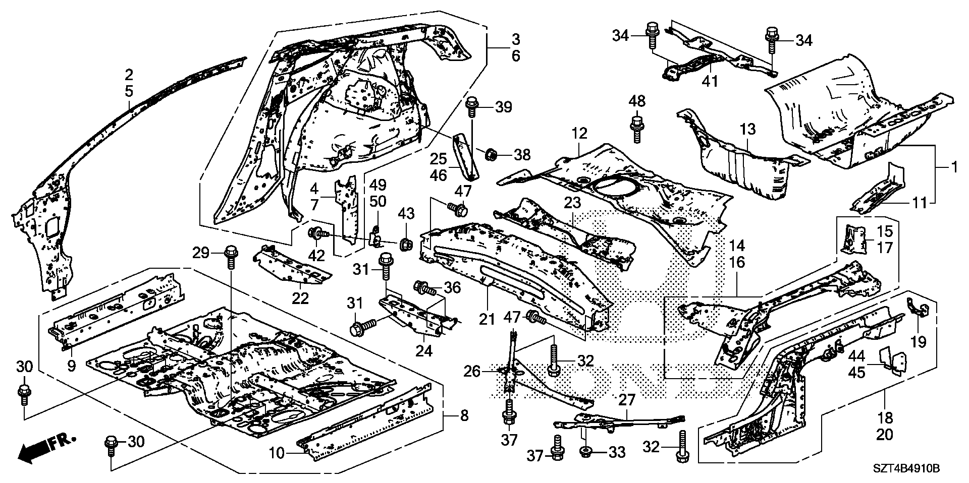 Diagram FLOOR@INNER PANEL for your 2014 Honda Pilot   