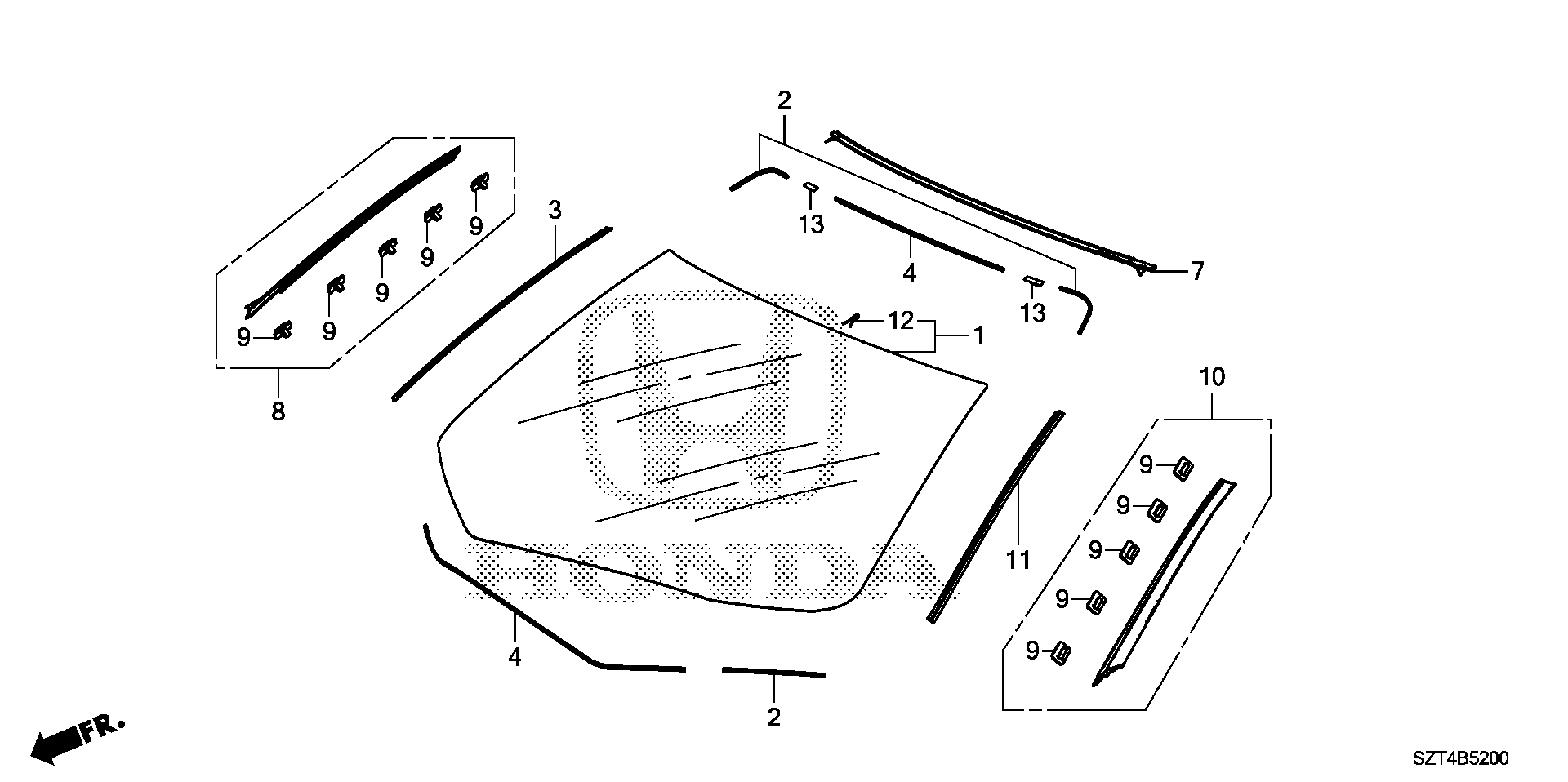 Diagram FRONT WINDSHIELD for your 2004 Honda Civic   