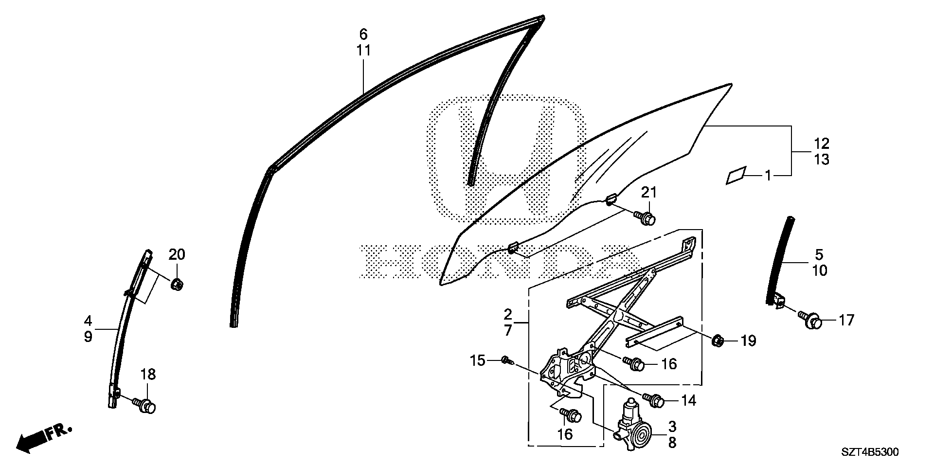 Diagram DOOR GLASS@REGULATOR for your 2012 Honda CR-Z HYBRID MT EX 