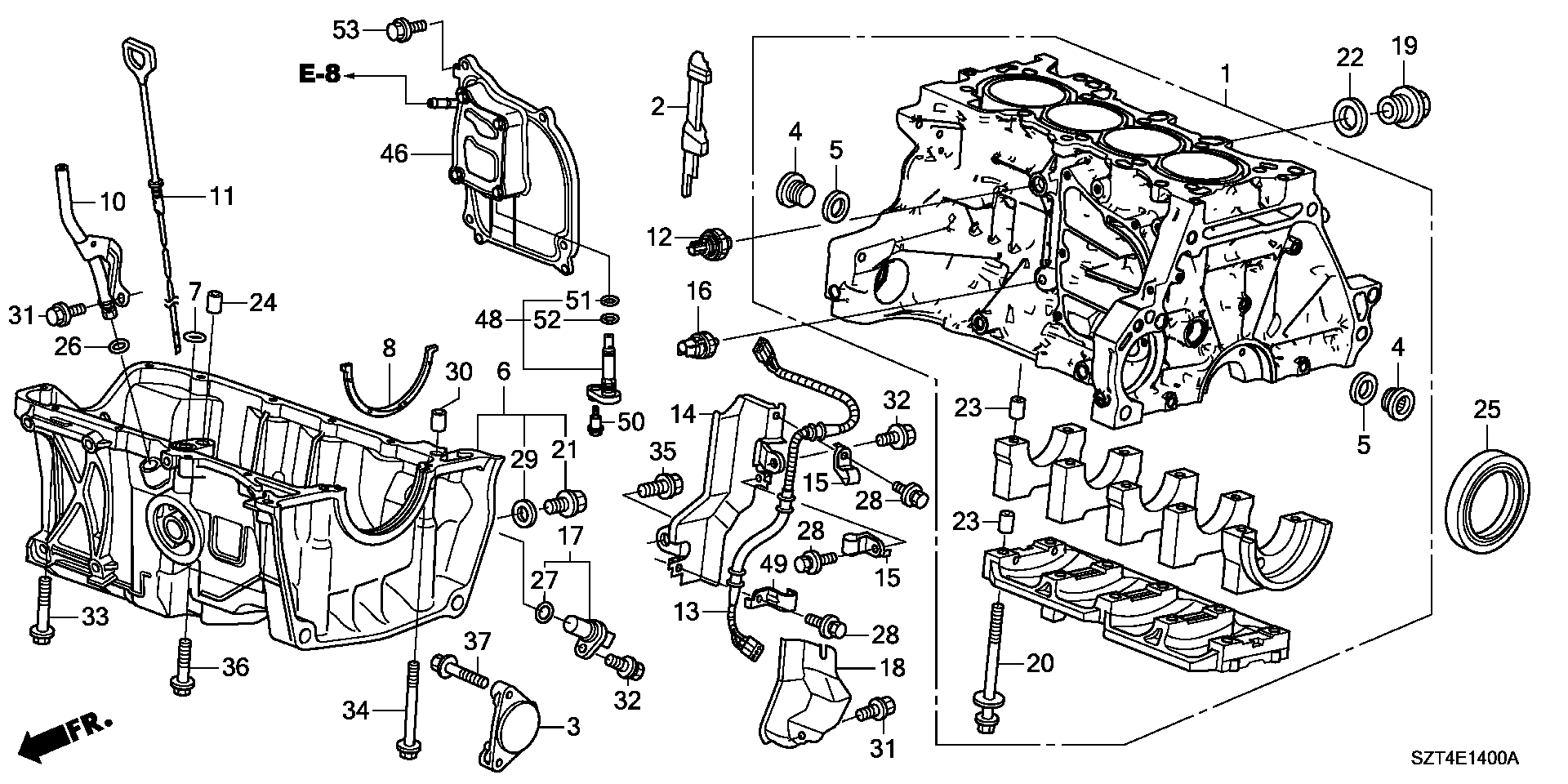 Diagram CYLINDER BLOCK@OIL PAN for your 2012 Honda CR-Z HYBRID MT Base 