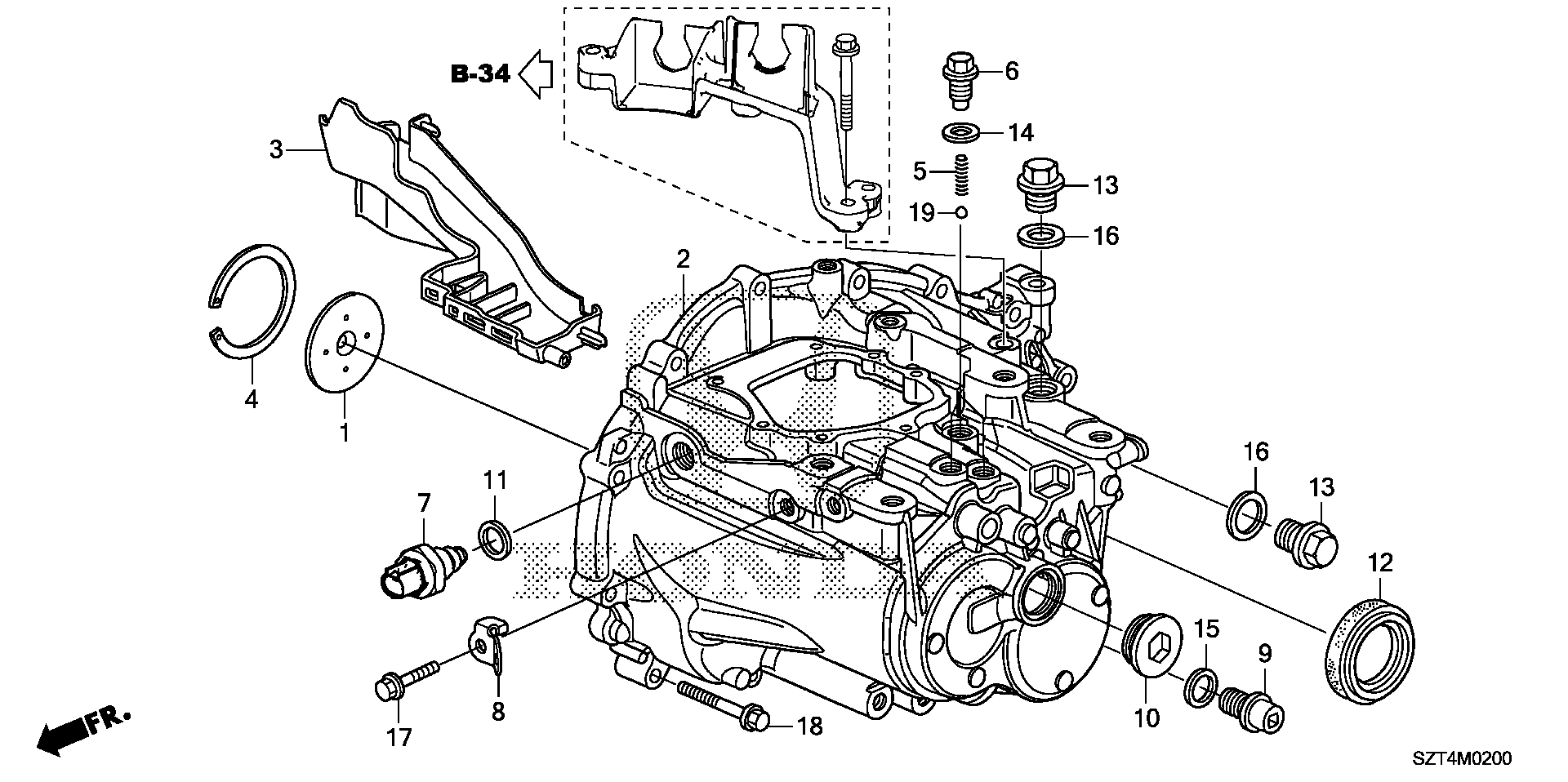 Diagram TRANSMISSION CASE for your 2012 Honda CR-Z HYBRID MT Base 