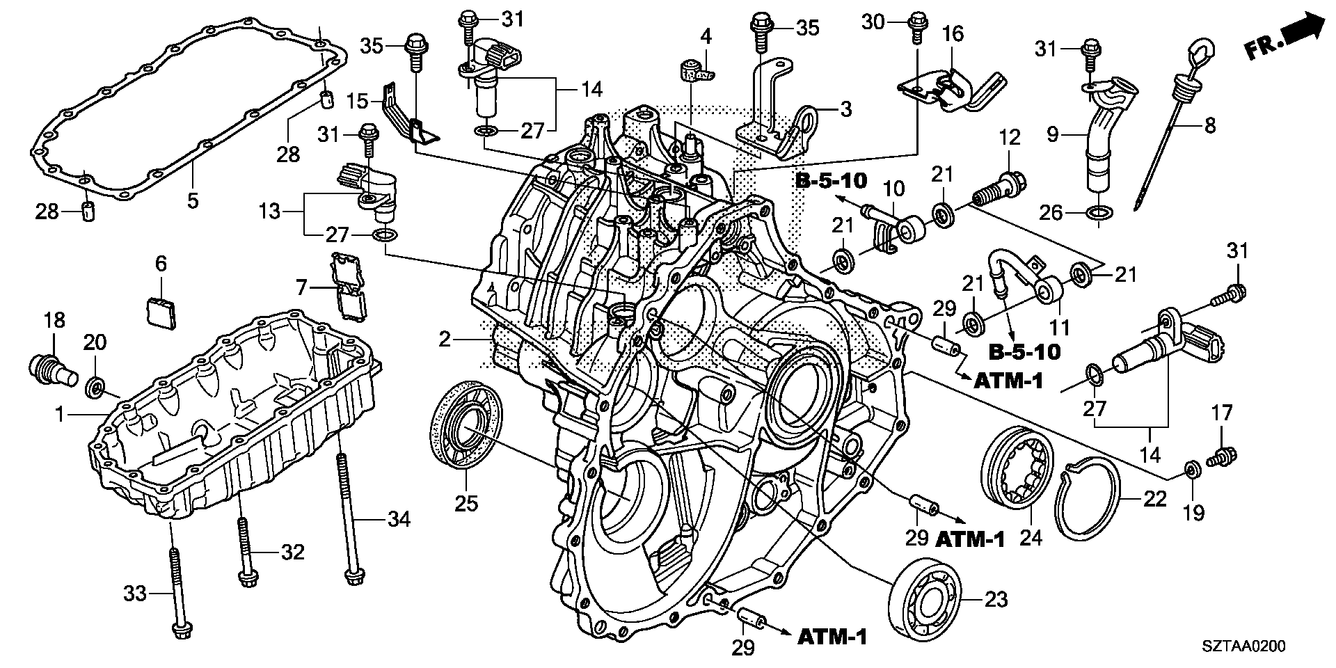 Diagram TRANSMISSION CASE for your 2015 Honda CR-Z HYBRID AT EX 