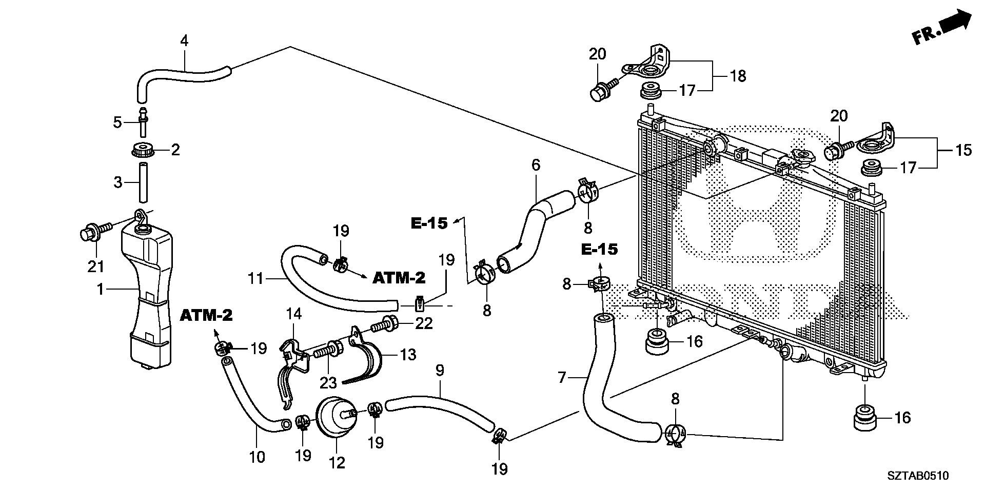 Diagram RADIATOR HOSE@RESERVE TANK for your Honda