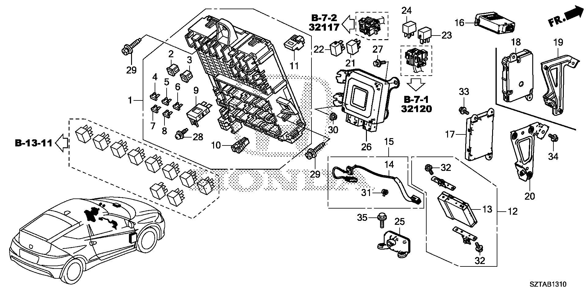 Diagram CONTROL UNIT (CABIN) (1) (-'15) for your 2015 Honda CR-Z HYBRID MT EX 