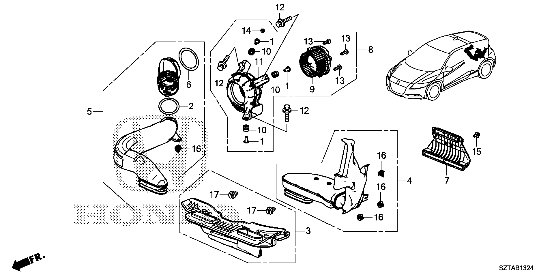 Diagram IMA IPU COOLING UNIT for your Honda Del Sol  