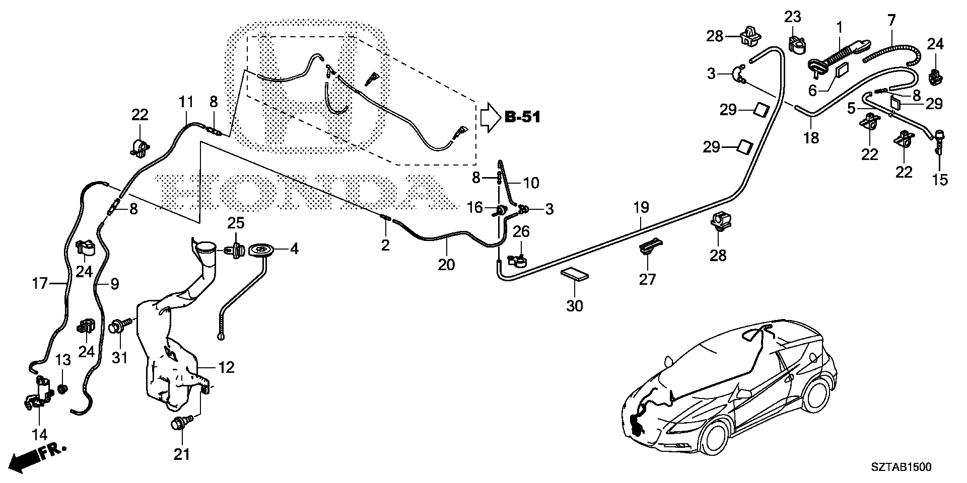 Diagram WINDSHIELD WASHER (KA/KX) for your 2016 Honda CR-Z HYBRID AT EX-L NAVIGATION 