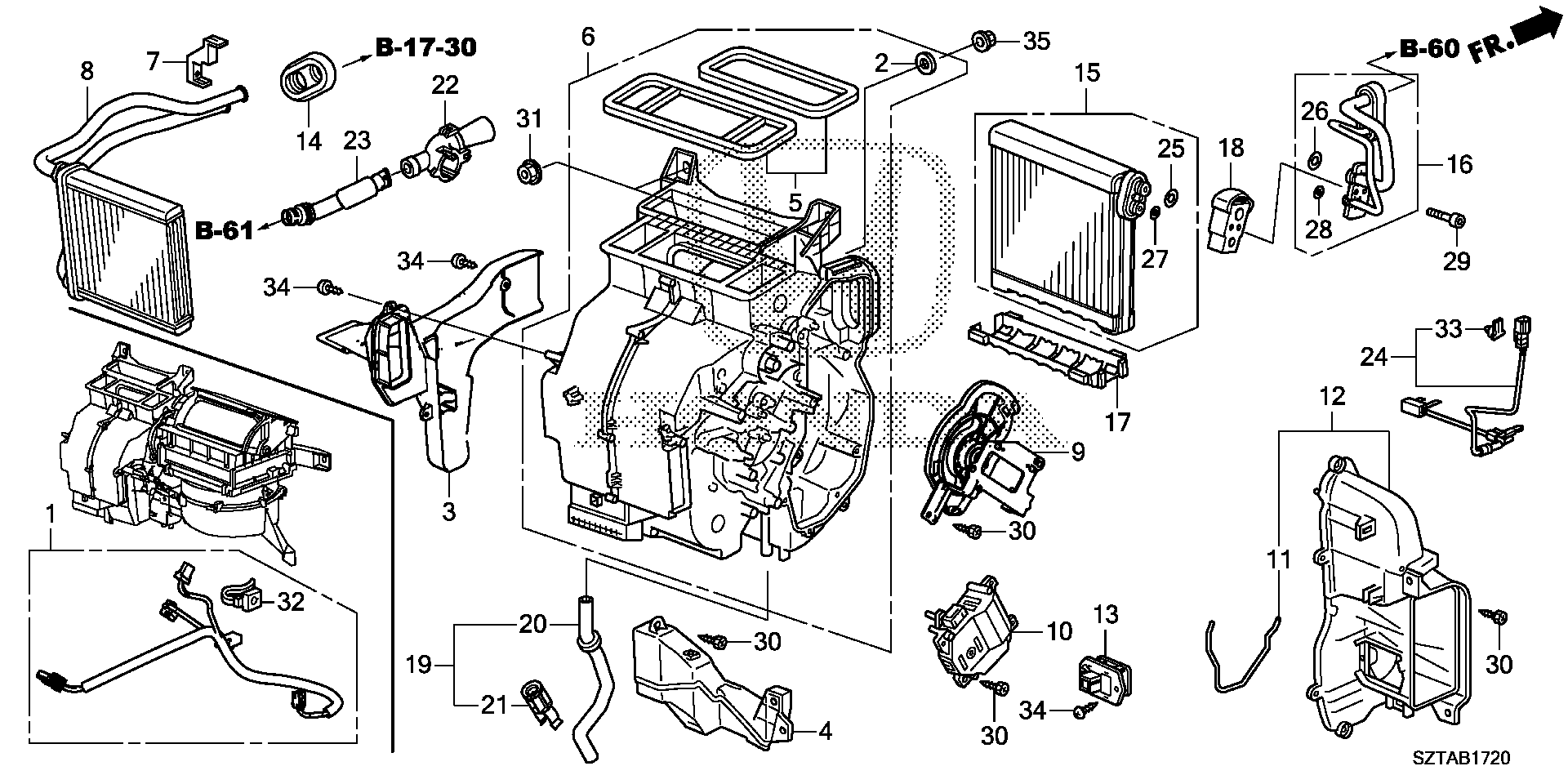 Diagram HEATER UNIT for your 2025 Honda Odyssey 3.5L i-VTEC V6 AT TOUR 