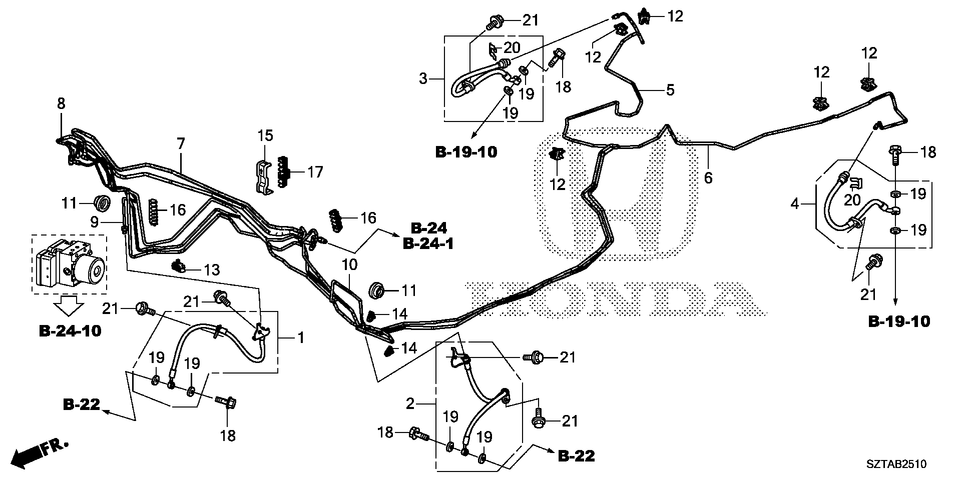 Diagram BRAKE LINES (VSA) (1) for your 1993 Honda Civic Hatchback   