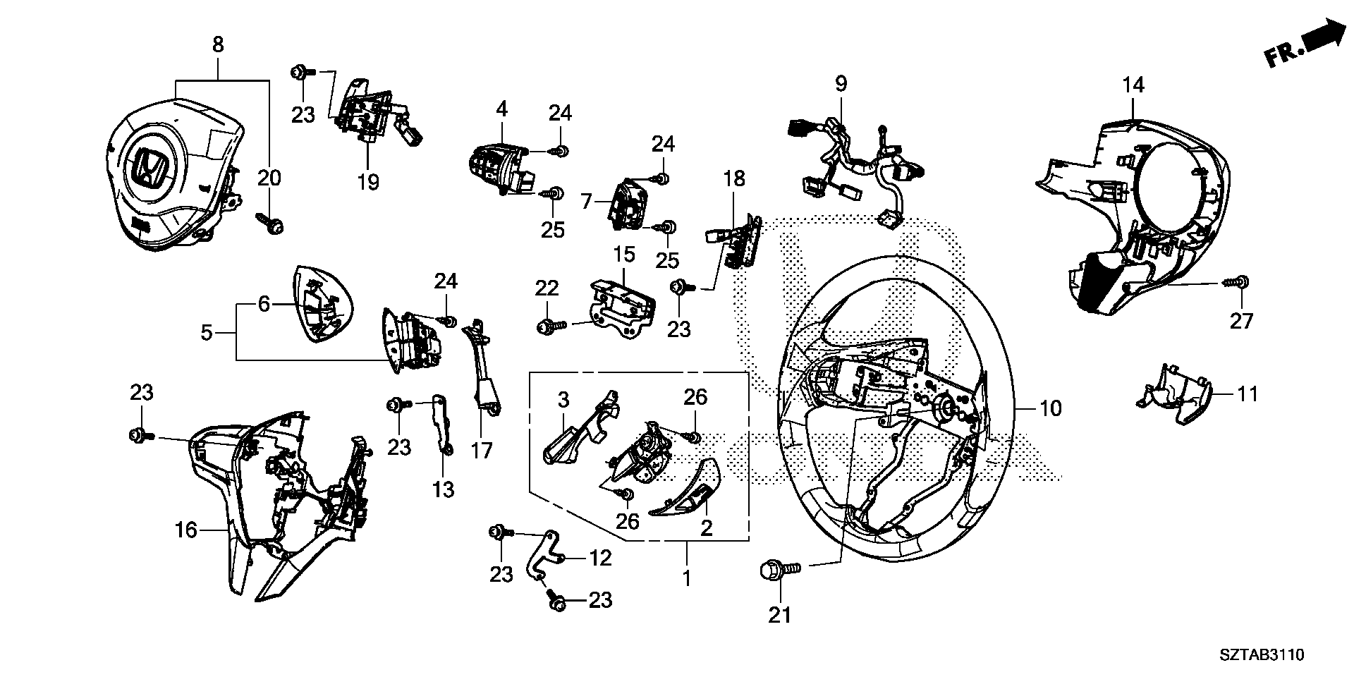 Diagram STEERING WHEEL (SRS) for your 2013 Honda CR-Z HYBRID MT EX 