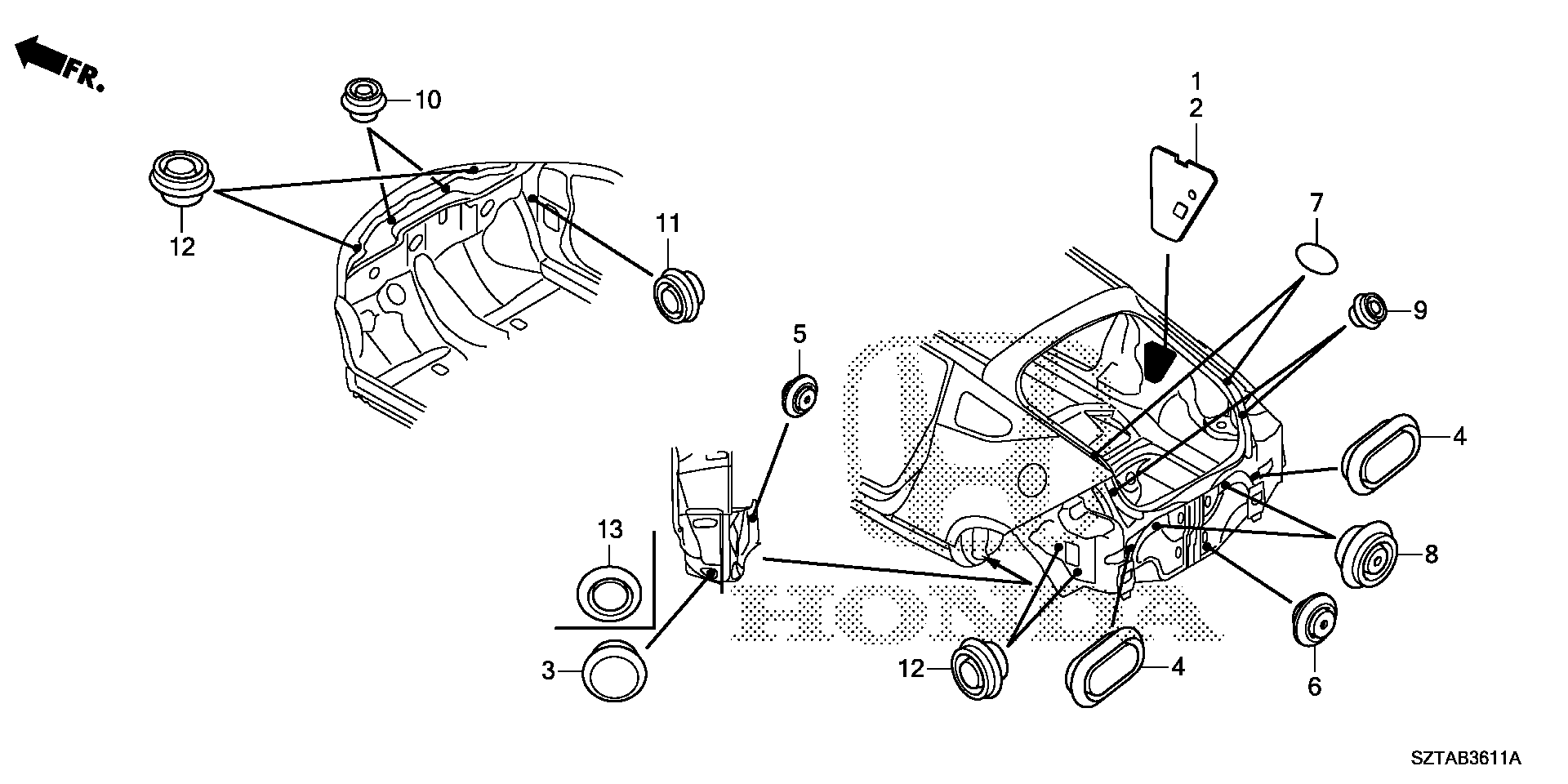 Diagram GROMMET (RR.) for your 2016 Honda CR-Z HYBRID AT EX-L NAVIGATION 