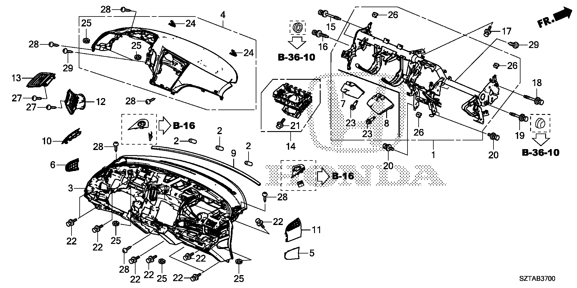 Diagram INSTRUMENT PANEL for your Honda