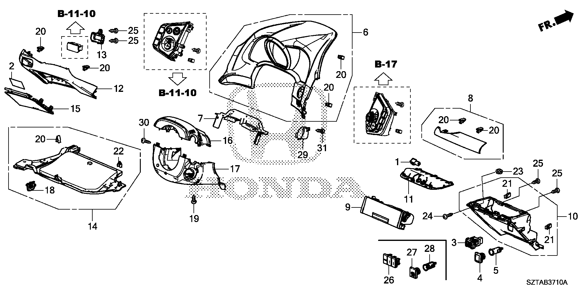 Diagram INSTRUMENT PANEL GARNISH (DRIVER SIDE) for your 2016 Honda CR-Z HYBRID MT EX 