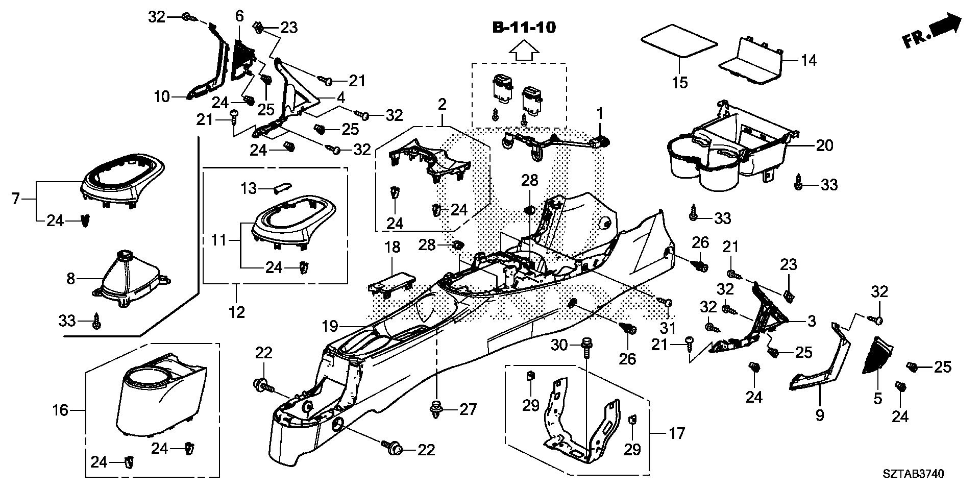 Diagram CONSOLE (1) for your Honda