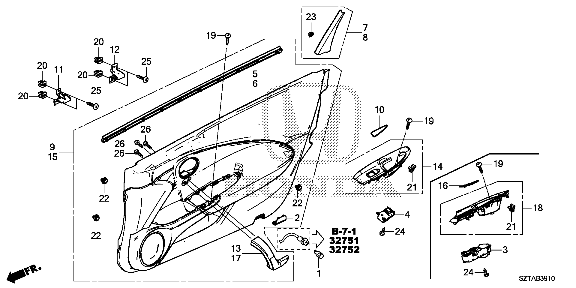 Diagram FRONT DOOR LINING for your 2016 Honda CR-Z HYBRID MT EX 