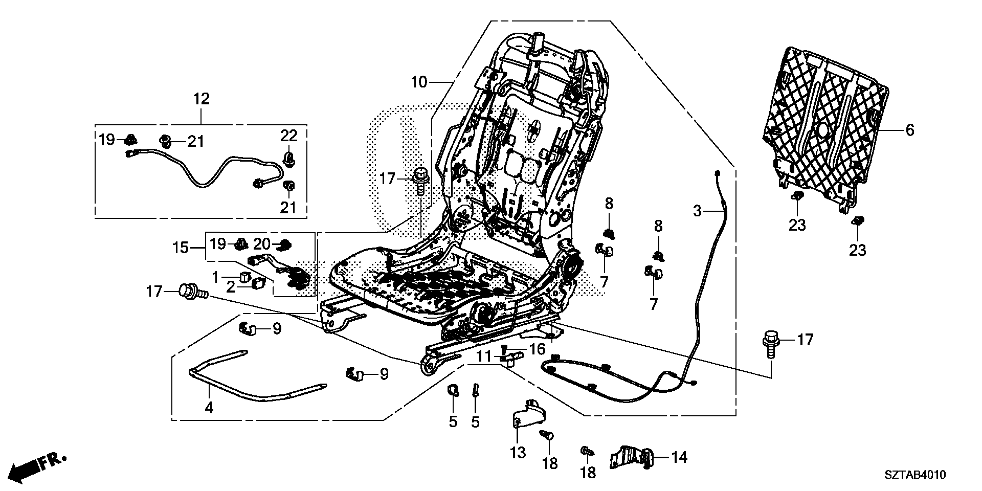 Diagram FRONT SEAT COMPONENTS (L.) (KA/KC) for your 2016 Honda CR-Z HYBRID AT EX-L NAVIGATION 